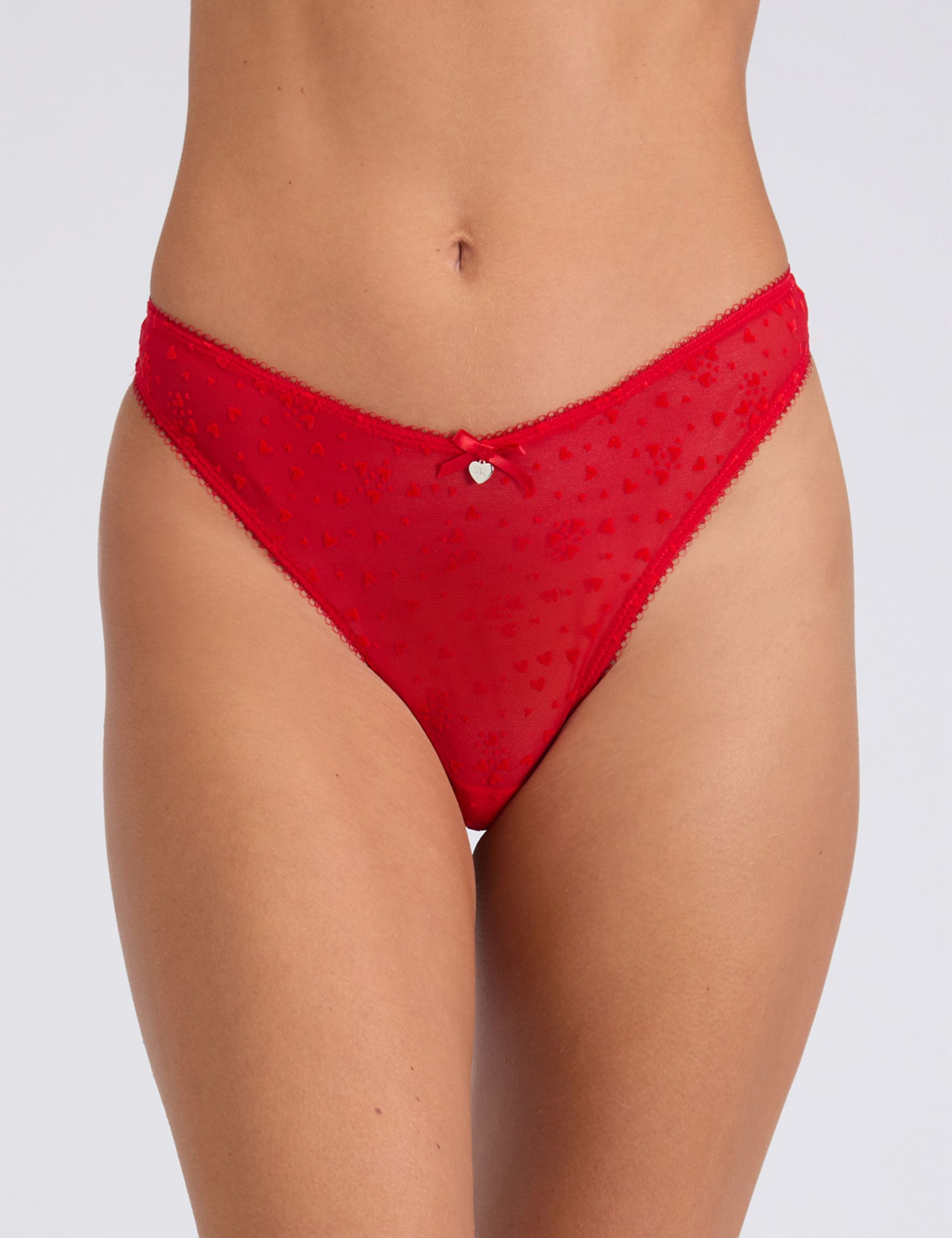 5pk Elsa Flocked Heart Mesh High Leg Thongs 5 of 10