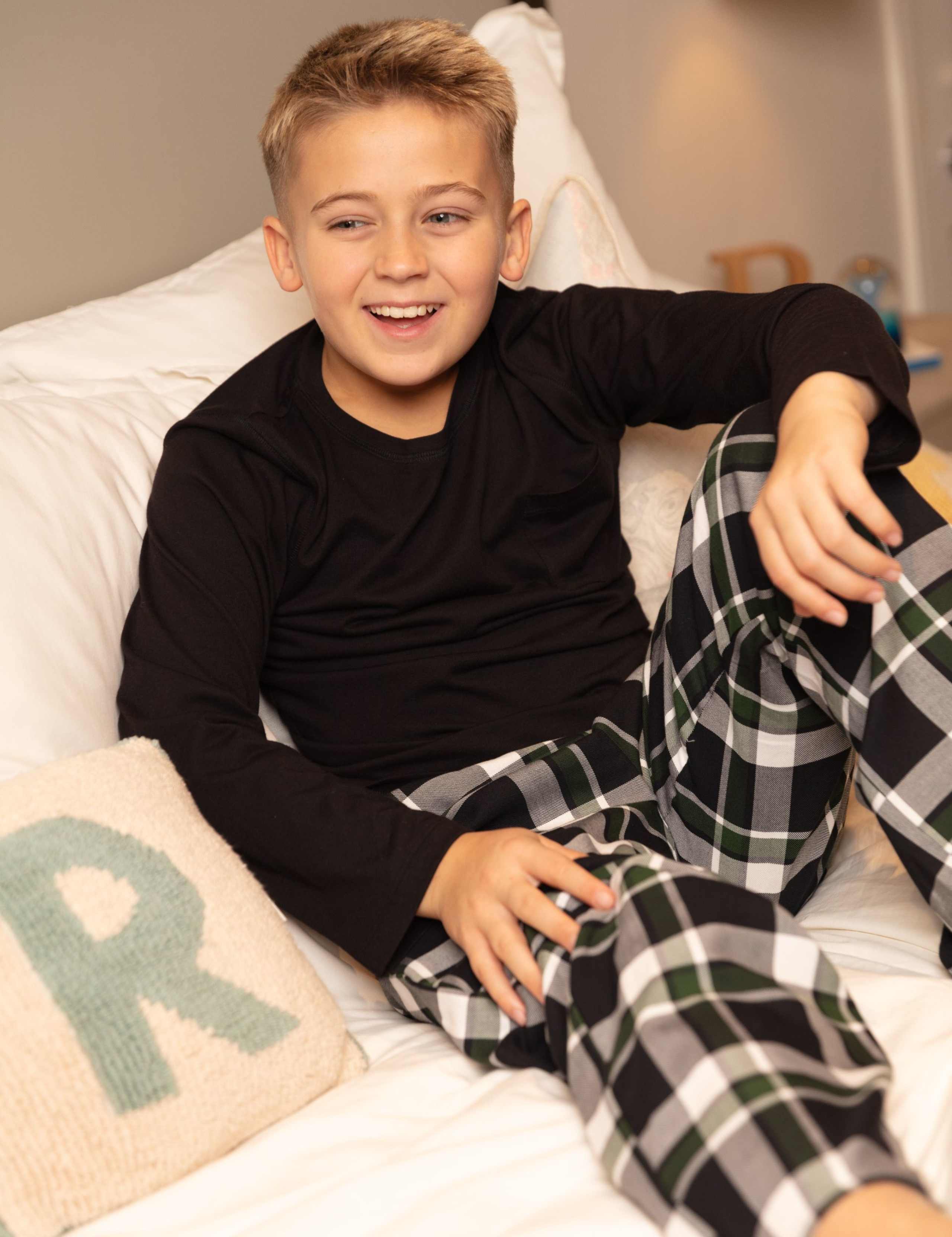 Cotton Modal Checked Pyjamas  (2-13 Yrs) 3 of 4