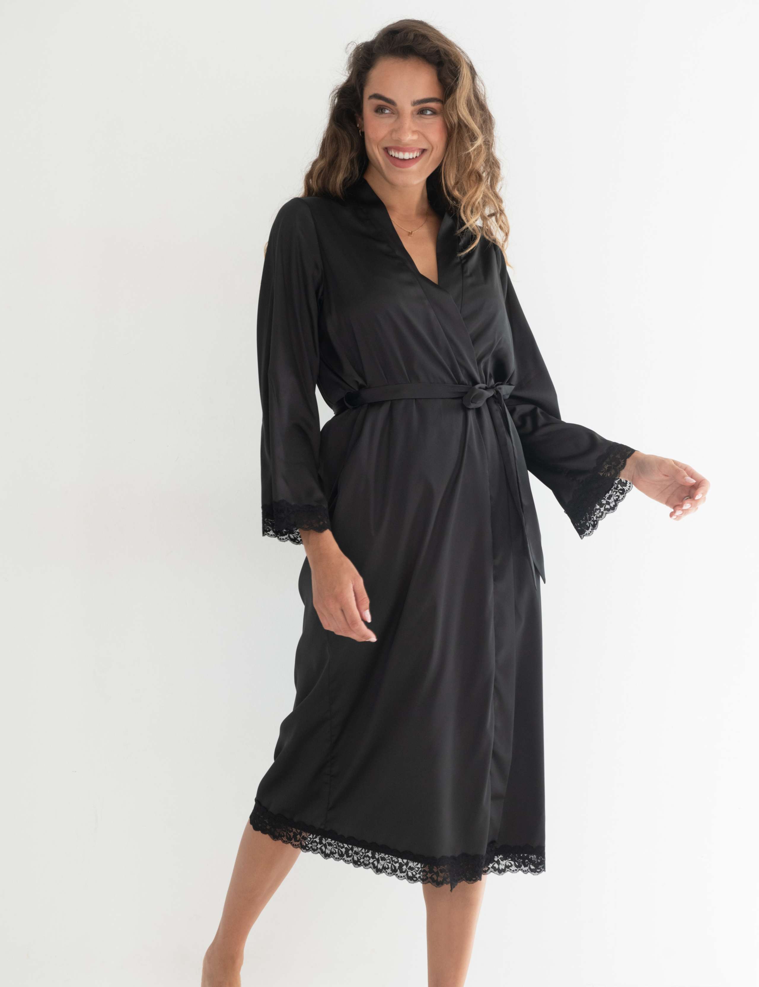 Dusk Satin Kimono Dressing Gown 6 of 9