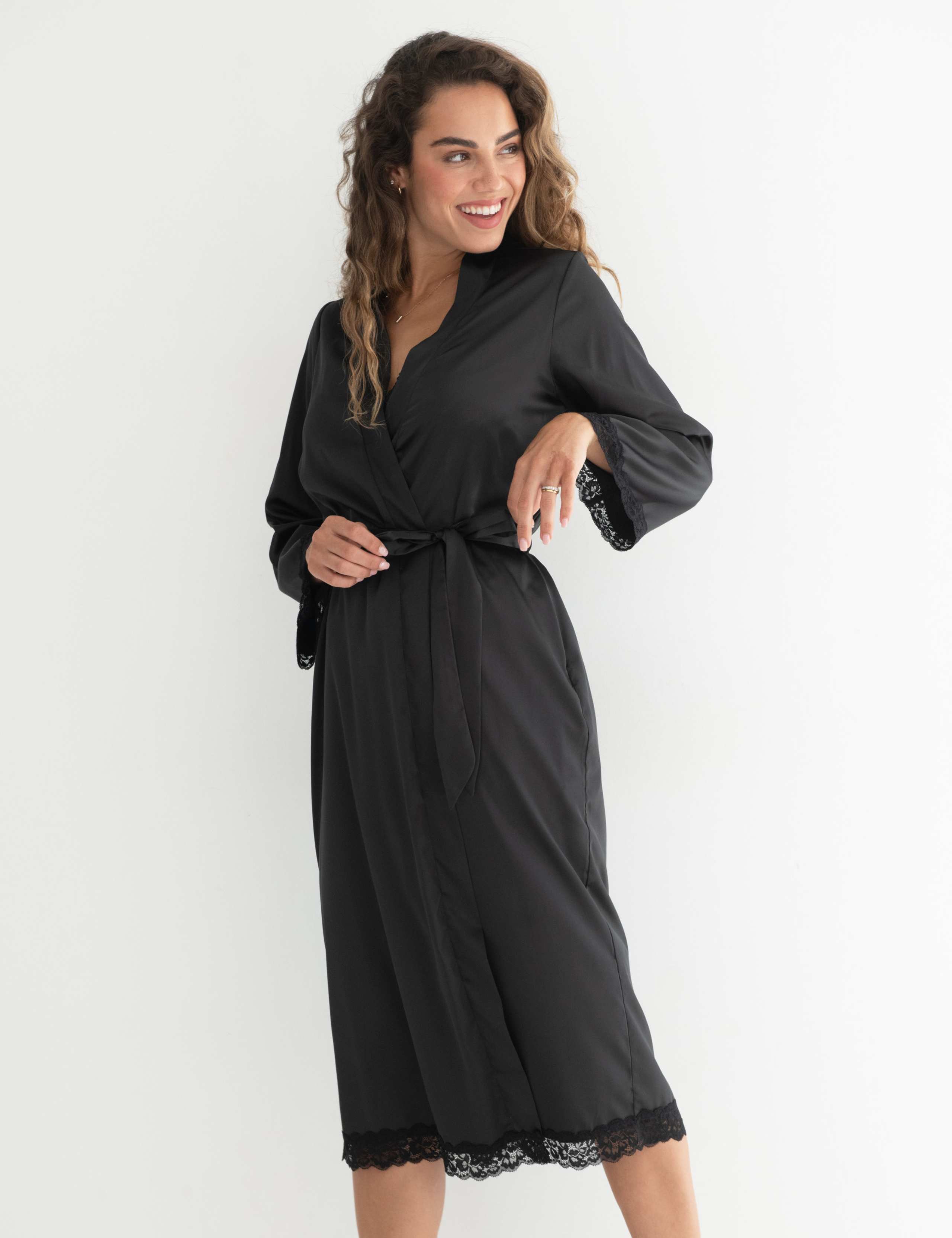 Dusk Satin Kimono Dressing Gown 8 of 9