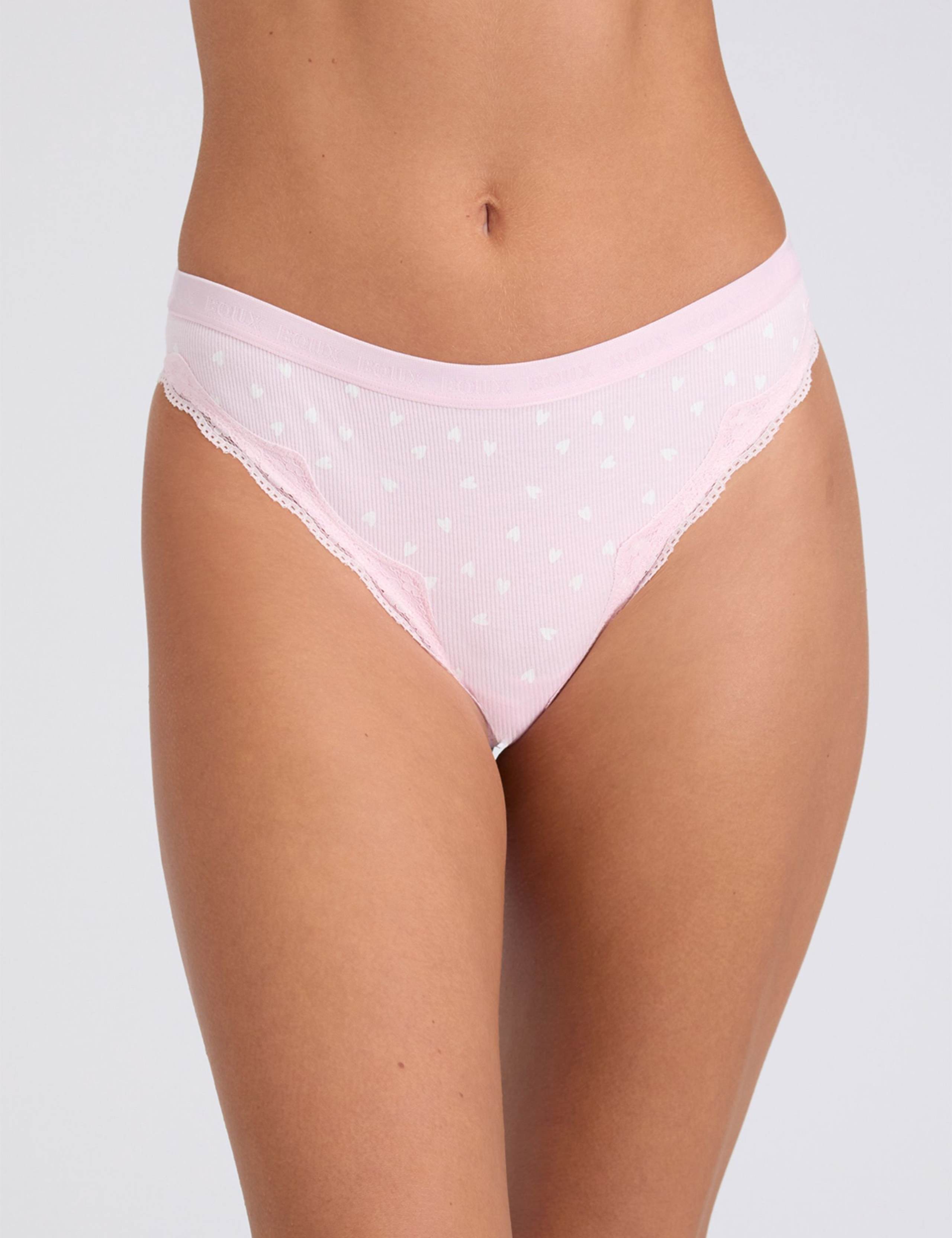 3pk Lola Ribbed Heart Print & Plain Thongs 5 of 10