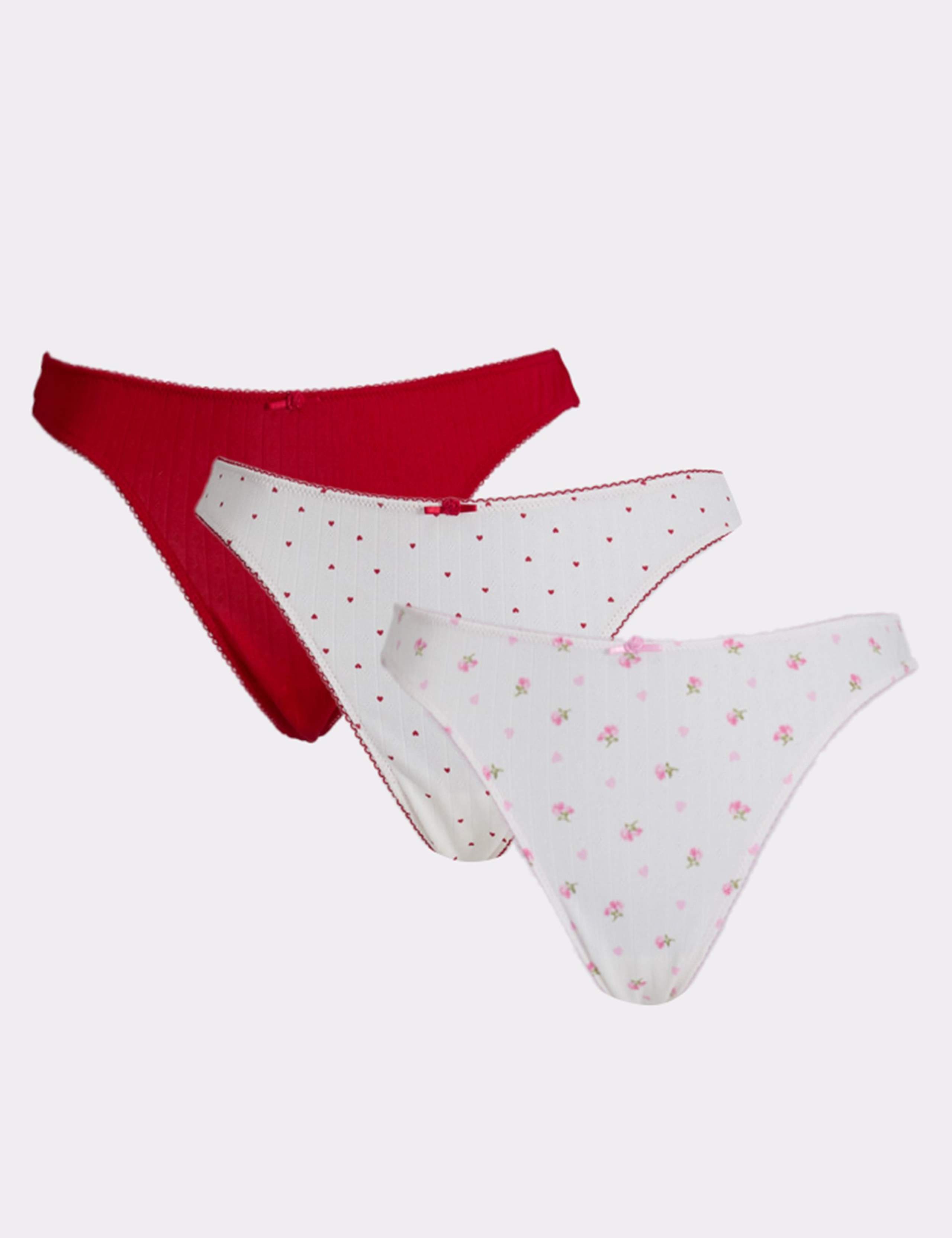 3pk Rosie Pointelle Thongs 2 of 10