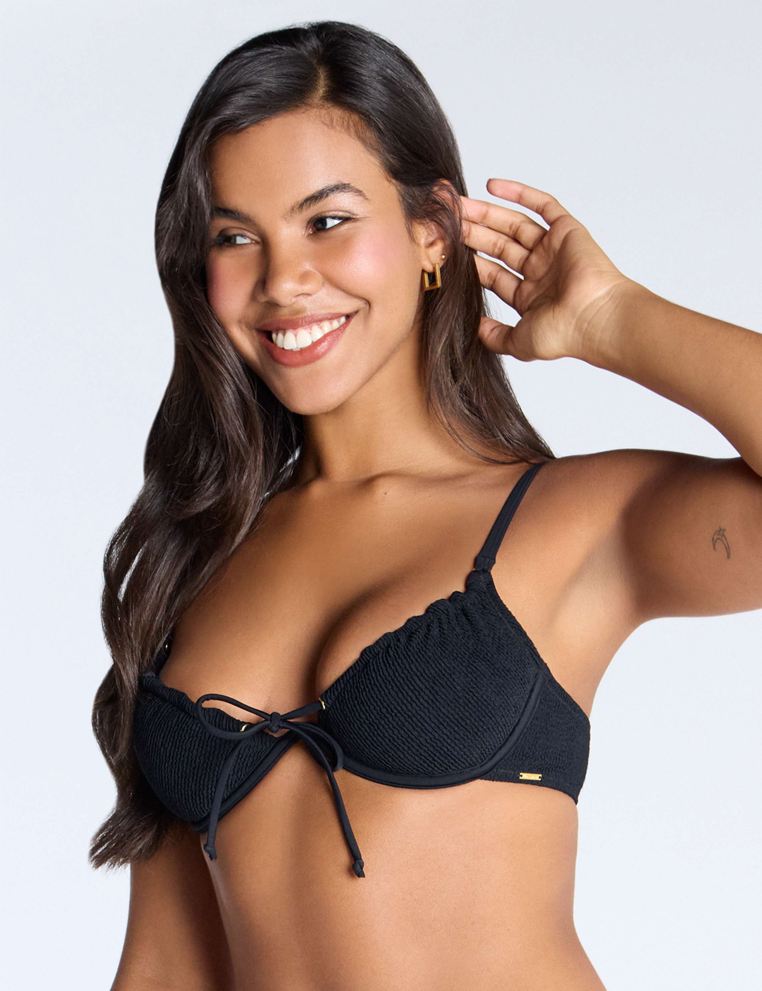 Ibiza Textured Wired Plunge Bikini Top (B-FF) 6 of 8