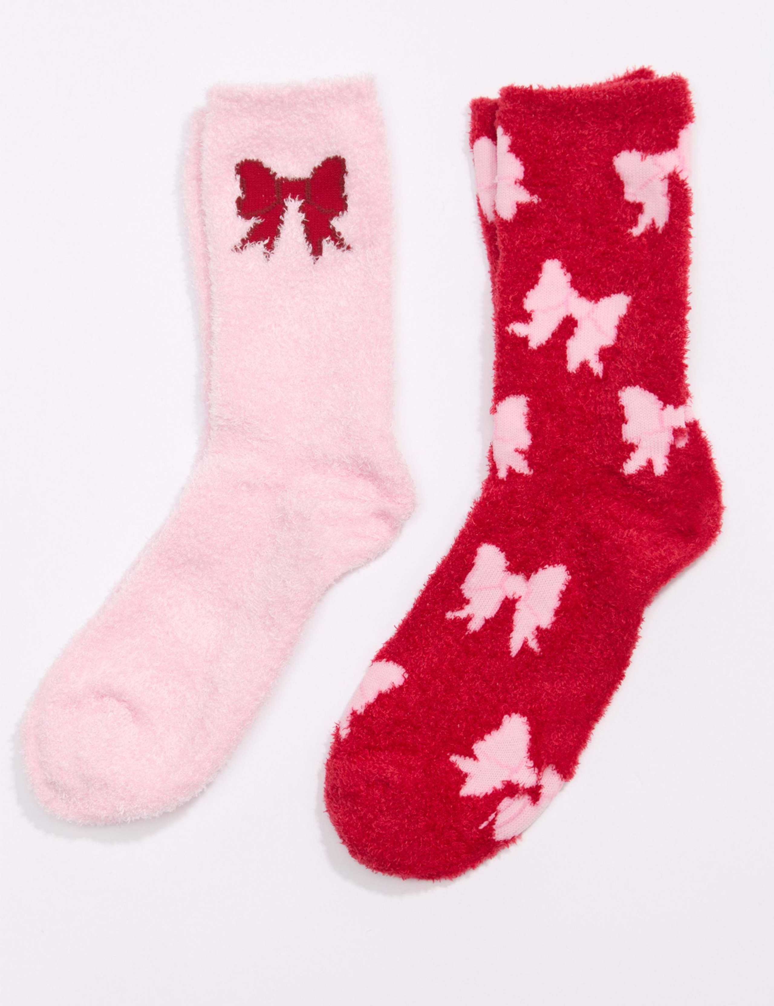 2pk Bow Fluffy Socks 4 of 4