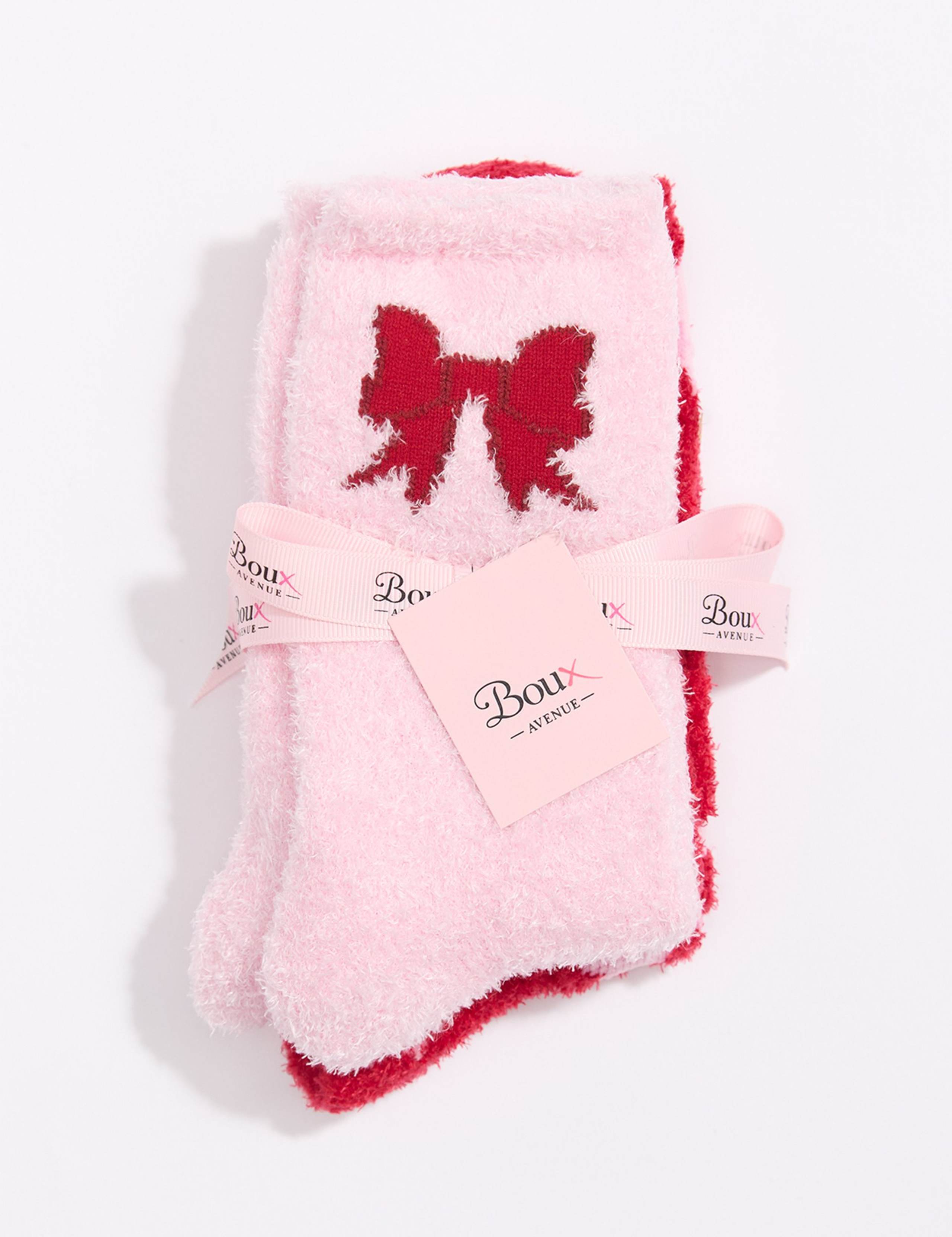2pk Bow Fluffy Socks 2 of 4