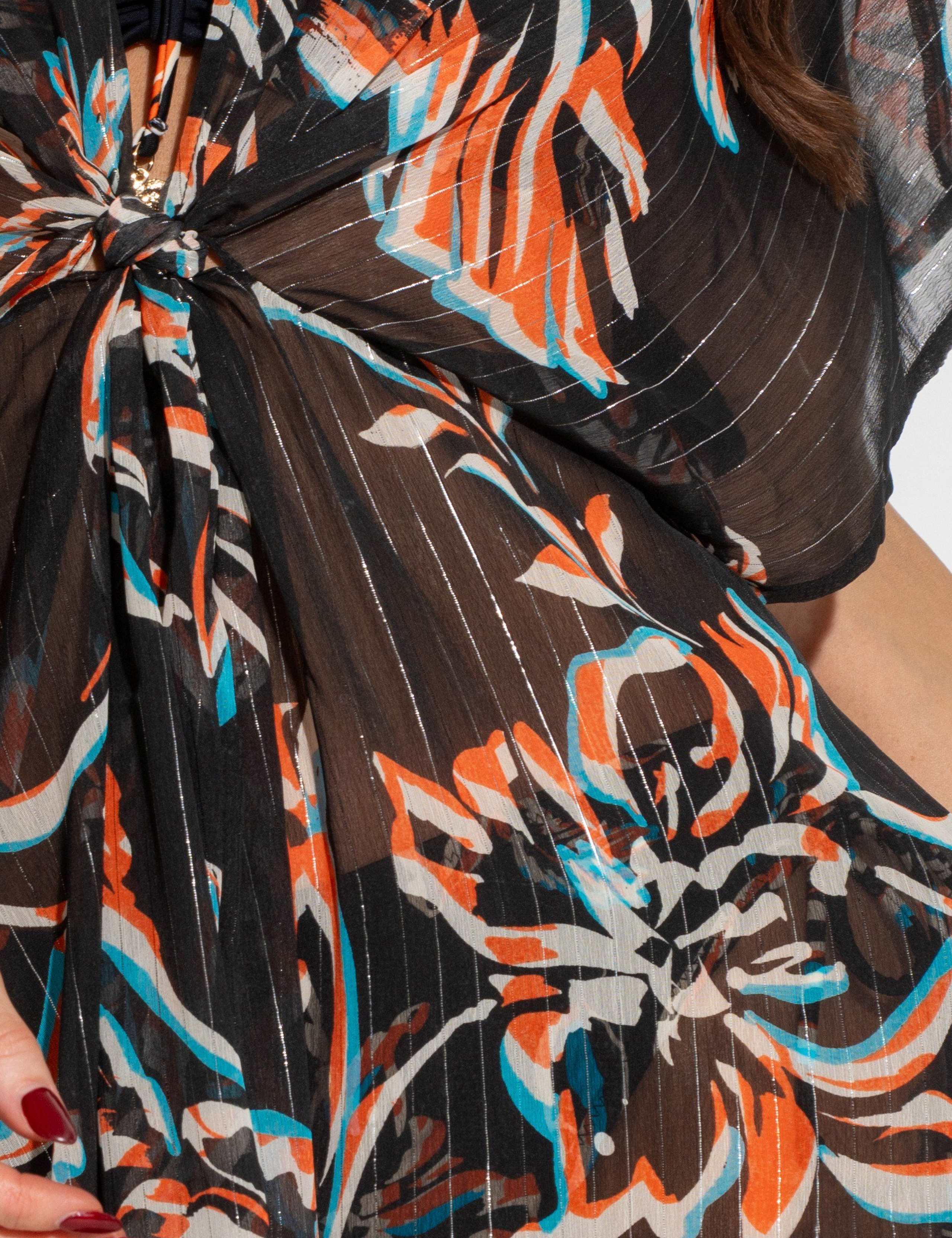 Chiffon Floral Mini Kaftan Beach Cover Up 7 of 7