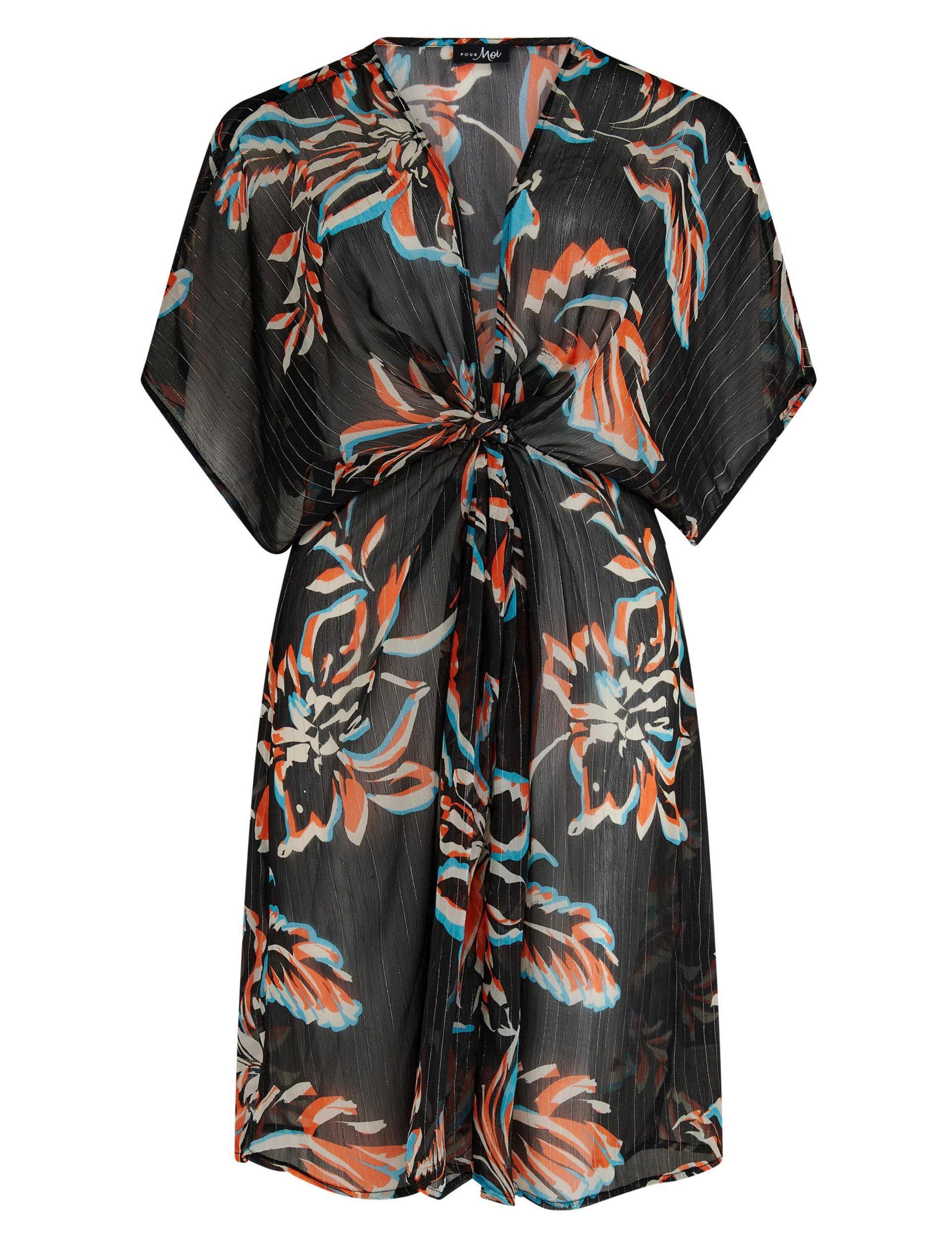 Chiffon Floral Mini Kaftan Beach Cover Up 2 of 7