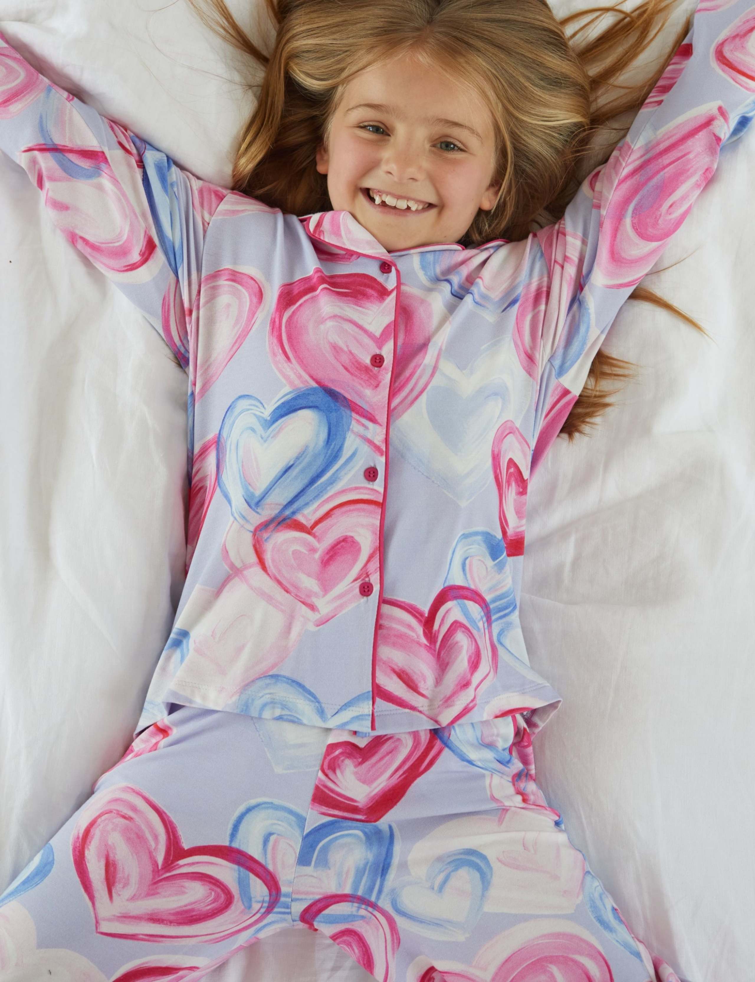 Valentines  Cotton Blend Heart Print Pyjamas (2-13 Yrs) 1 of 4