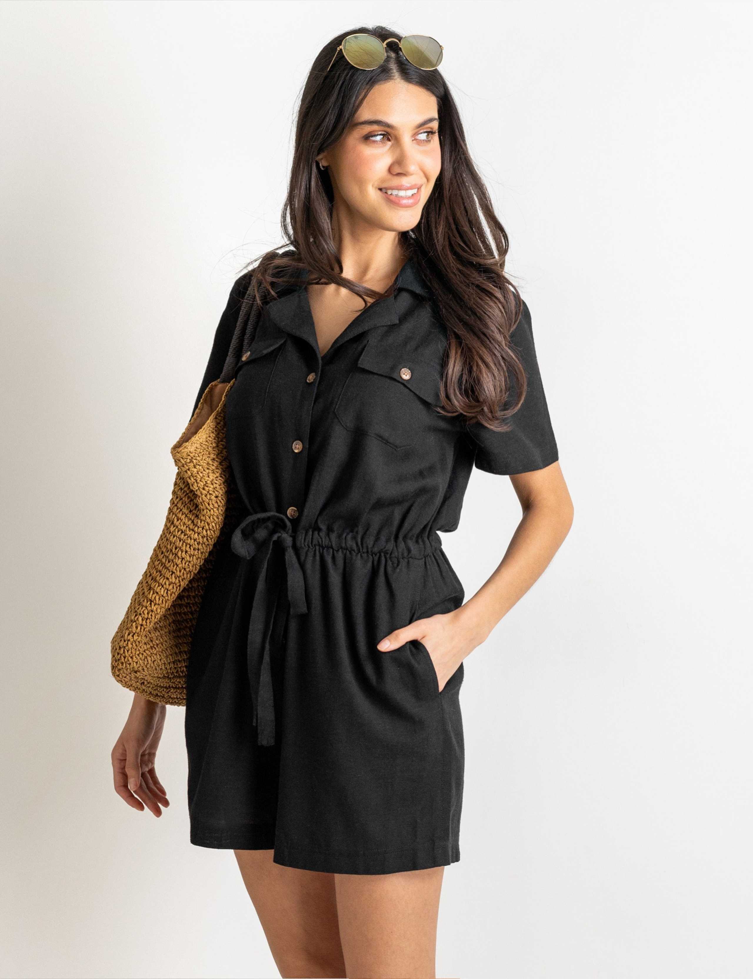 Paige Textured Woven Utility Playsuit 3 of 5