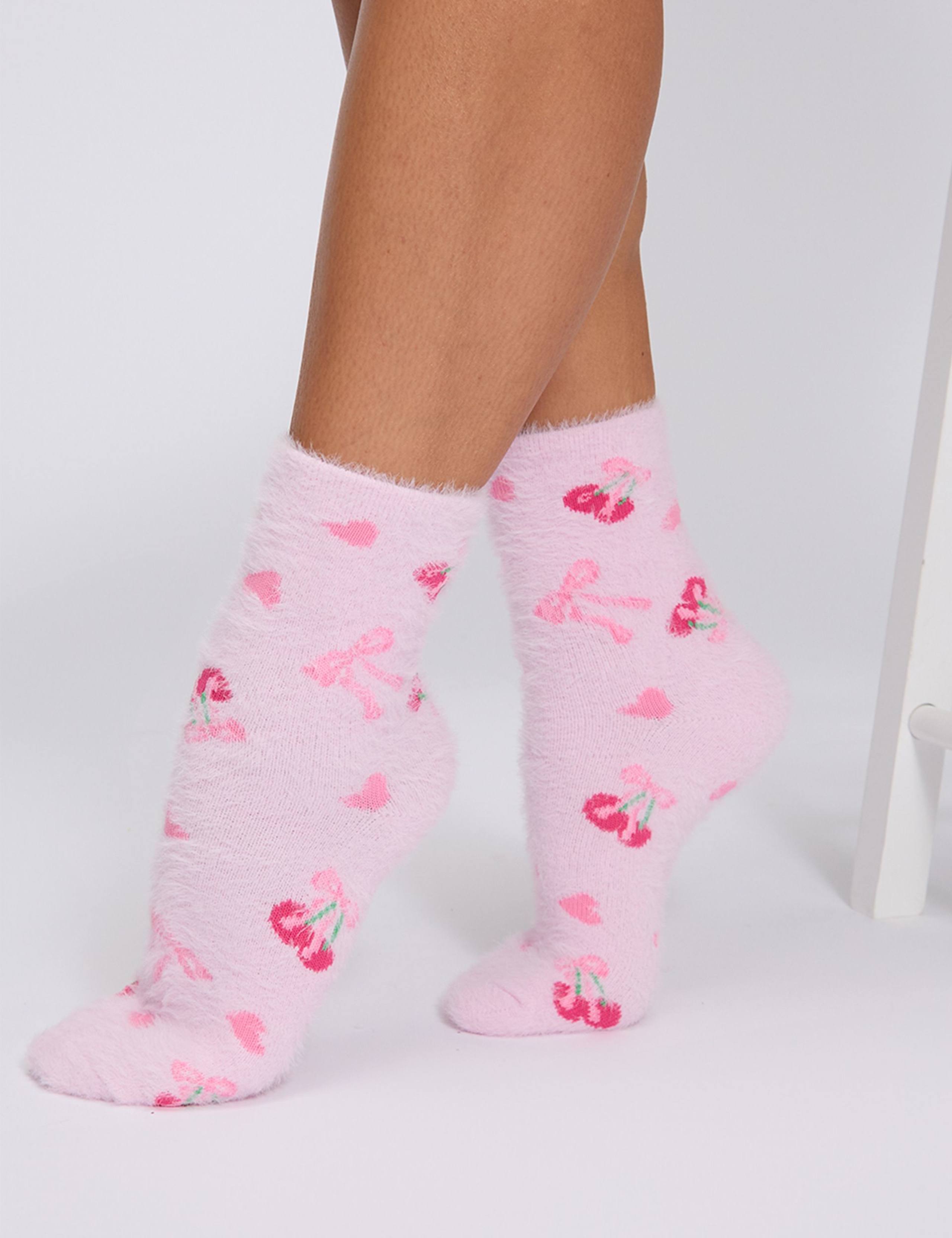 Cherry Ankle High Fluffy Socks 4 of 4