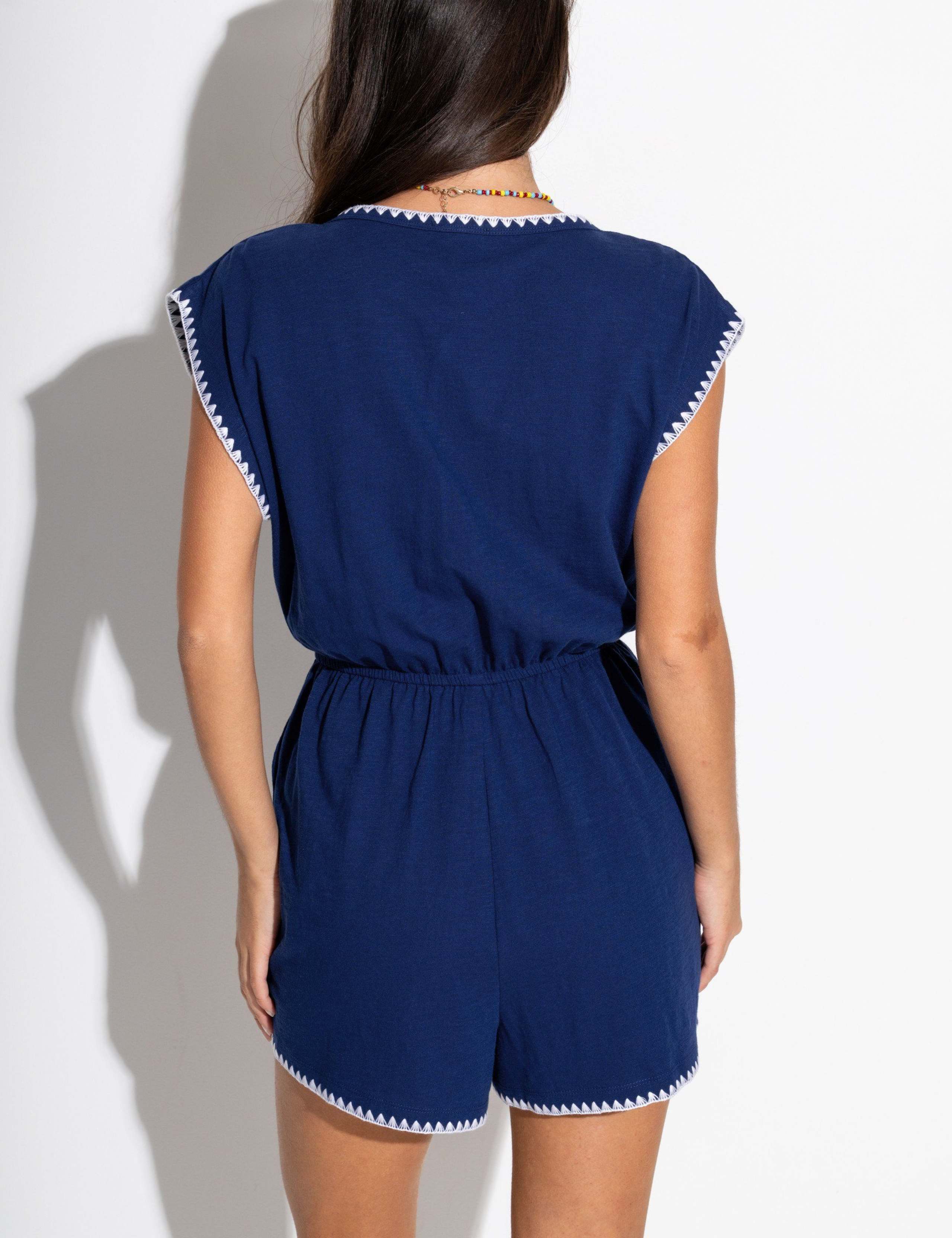 Raya Pure Cotton Short Sleeve Beach Playsuit 5 of 6