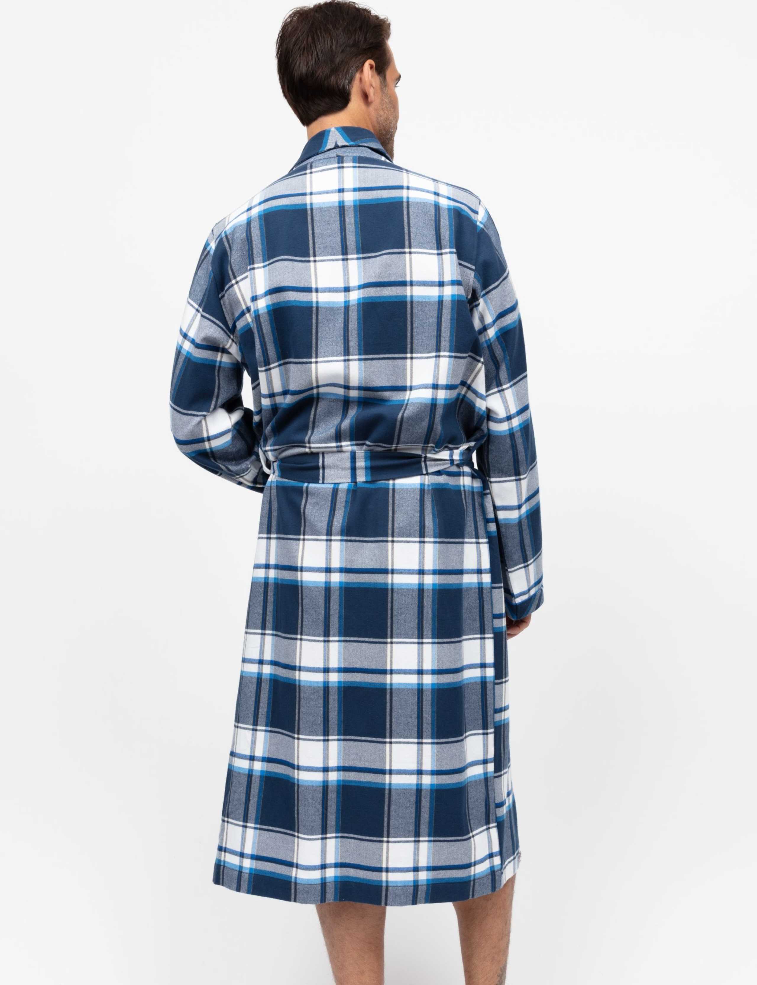 Pure Cotton Checked Dressing Gown 4 of 4