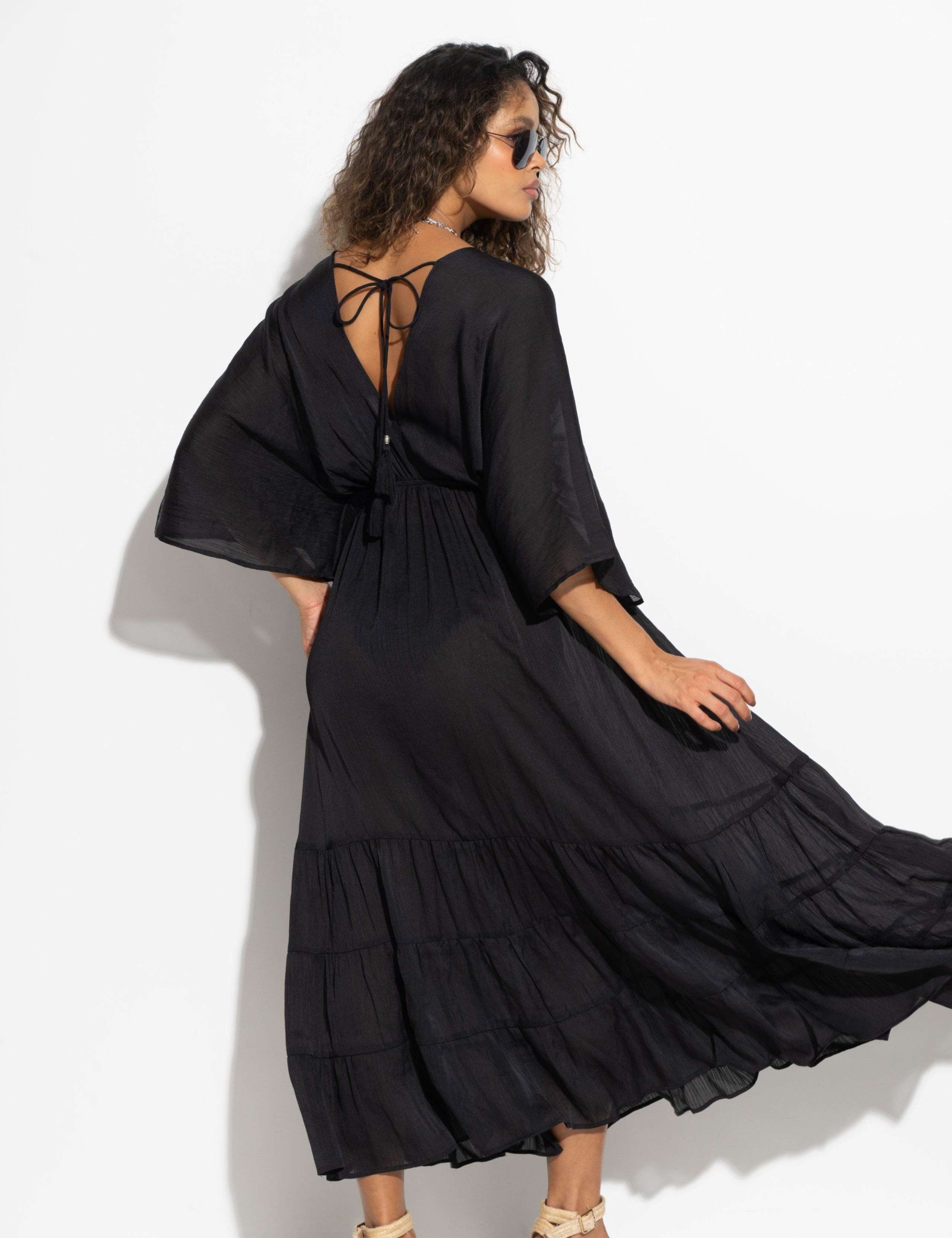 Textured Maxi Tiered Kaftan Beach Dress 5 of 6