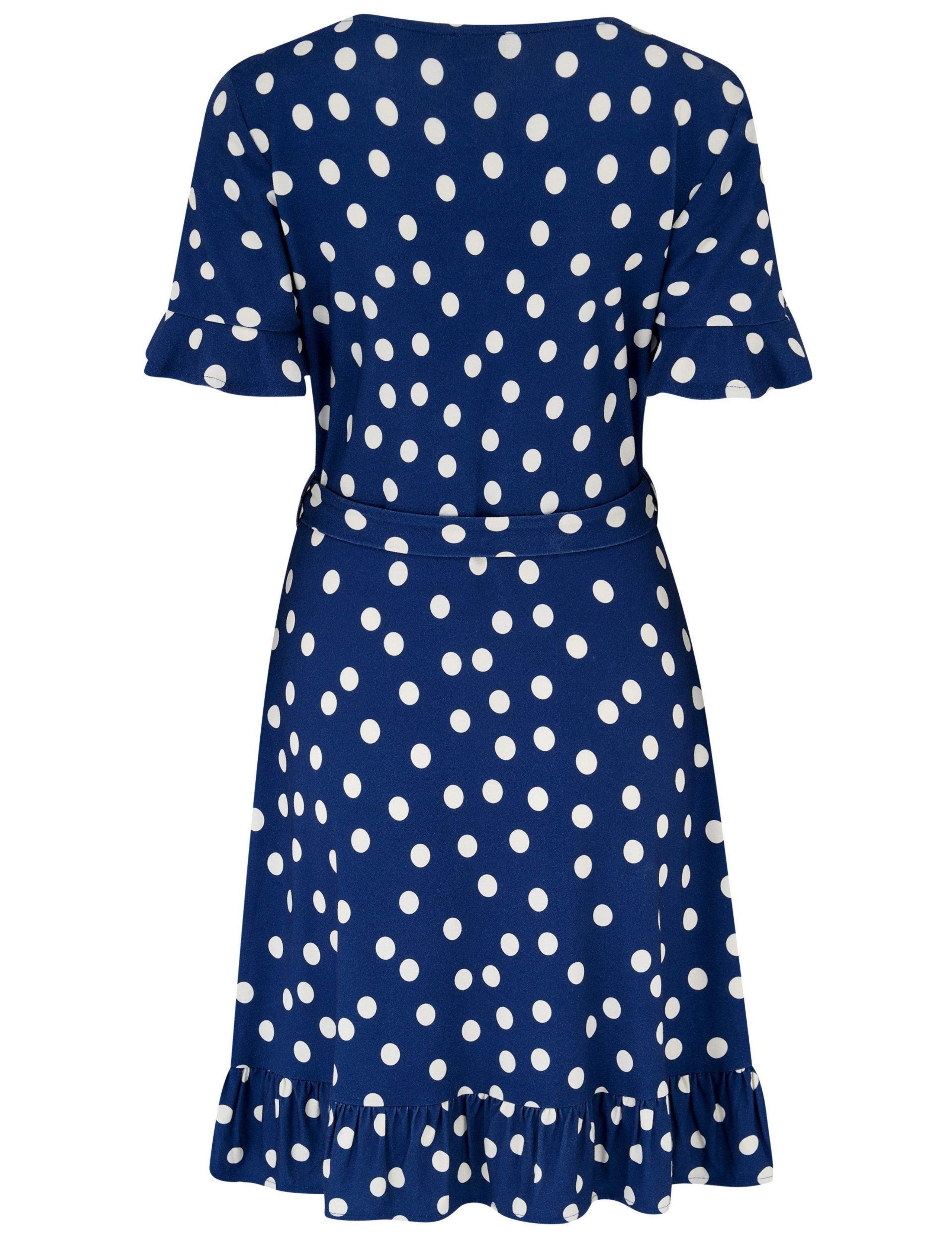 Polka Dot Jersey Wrap Front Dress 6 of 6