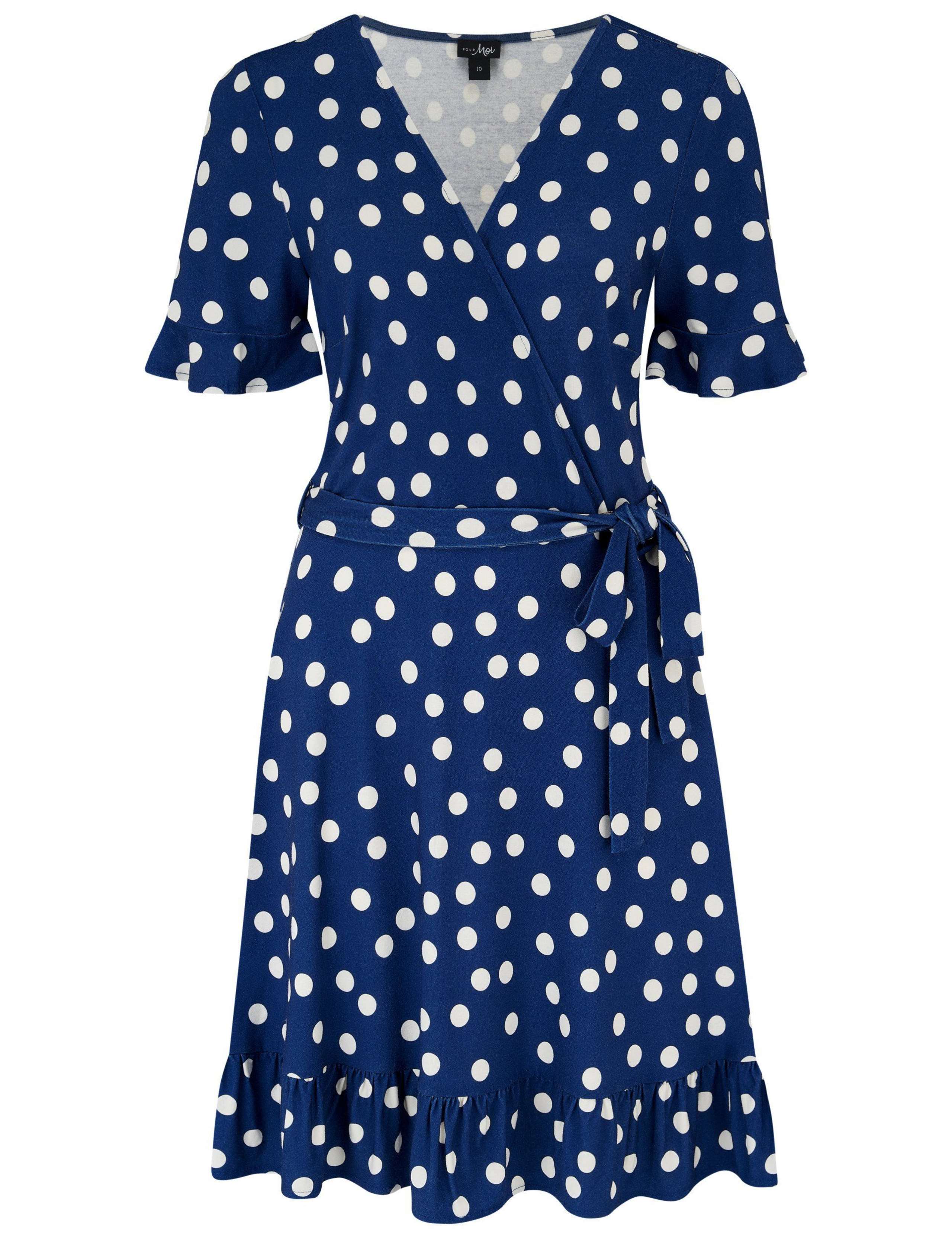 Jersey Polka Dot Tie Waist Mini Wrap Dress 2 of 6
