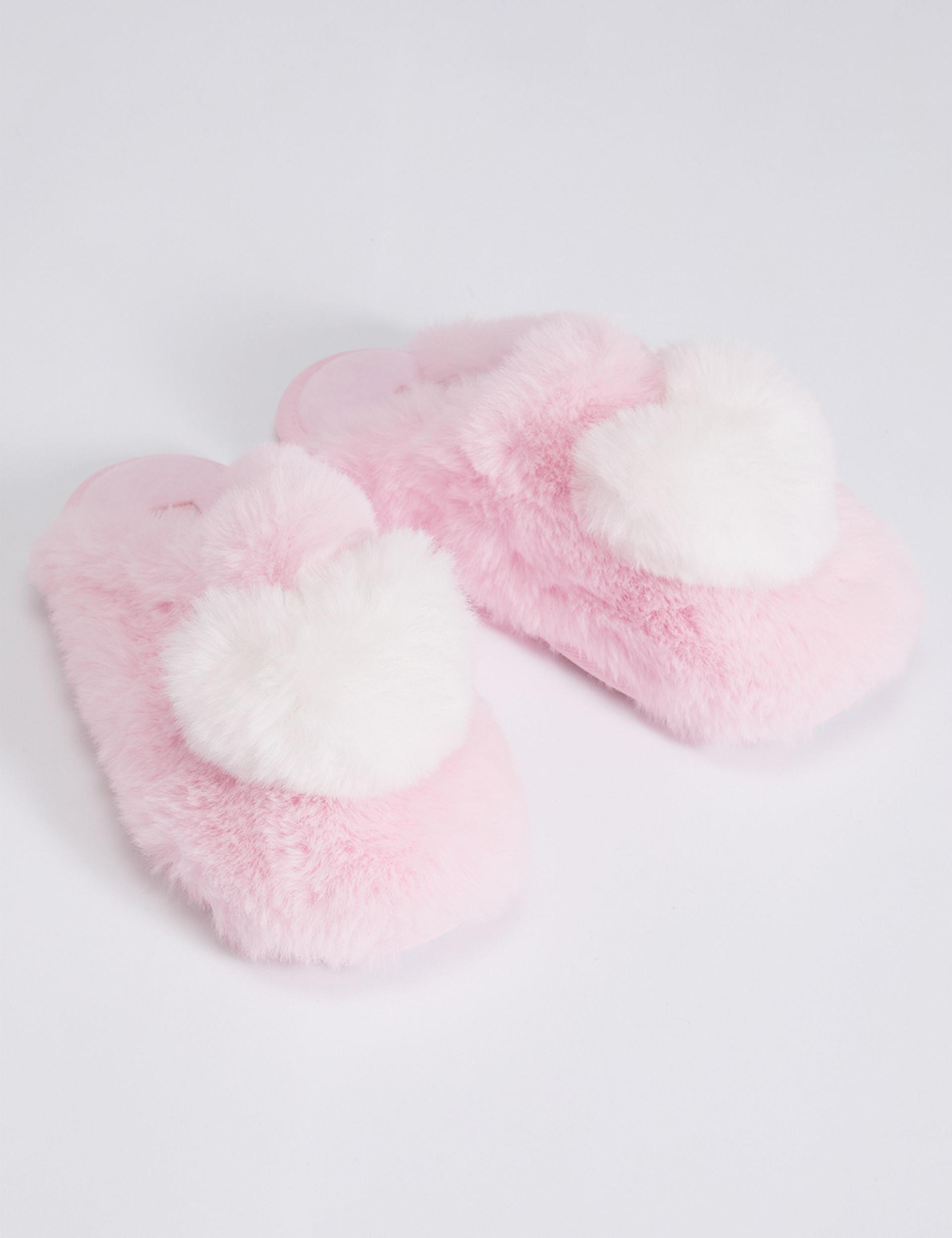 Valentines Faux Fur Heart Mule Slippers 2 of 6