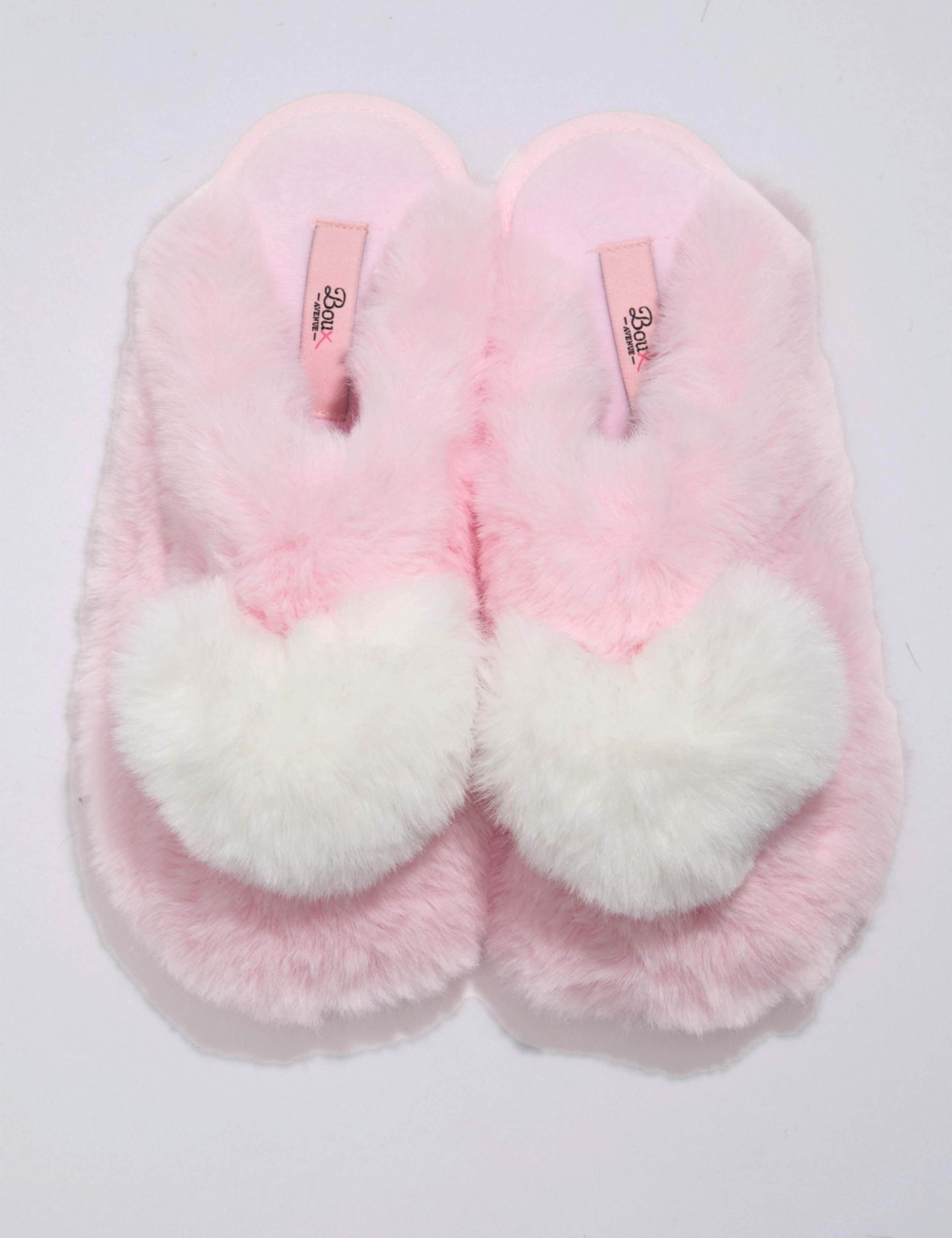 Valentines Faux Fur Heart Mule Slippers 3 of 6