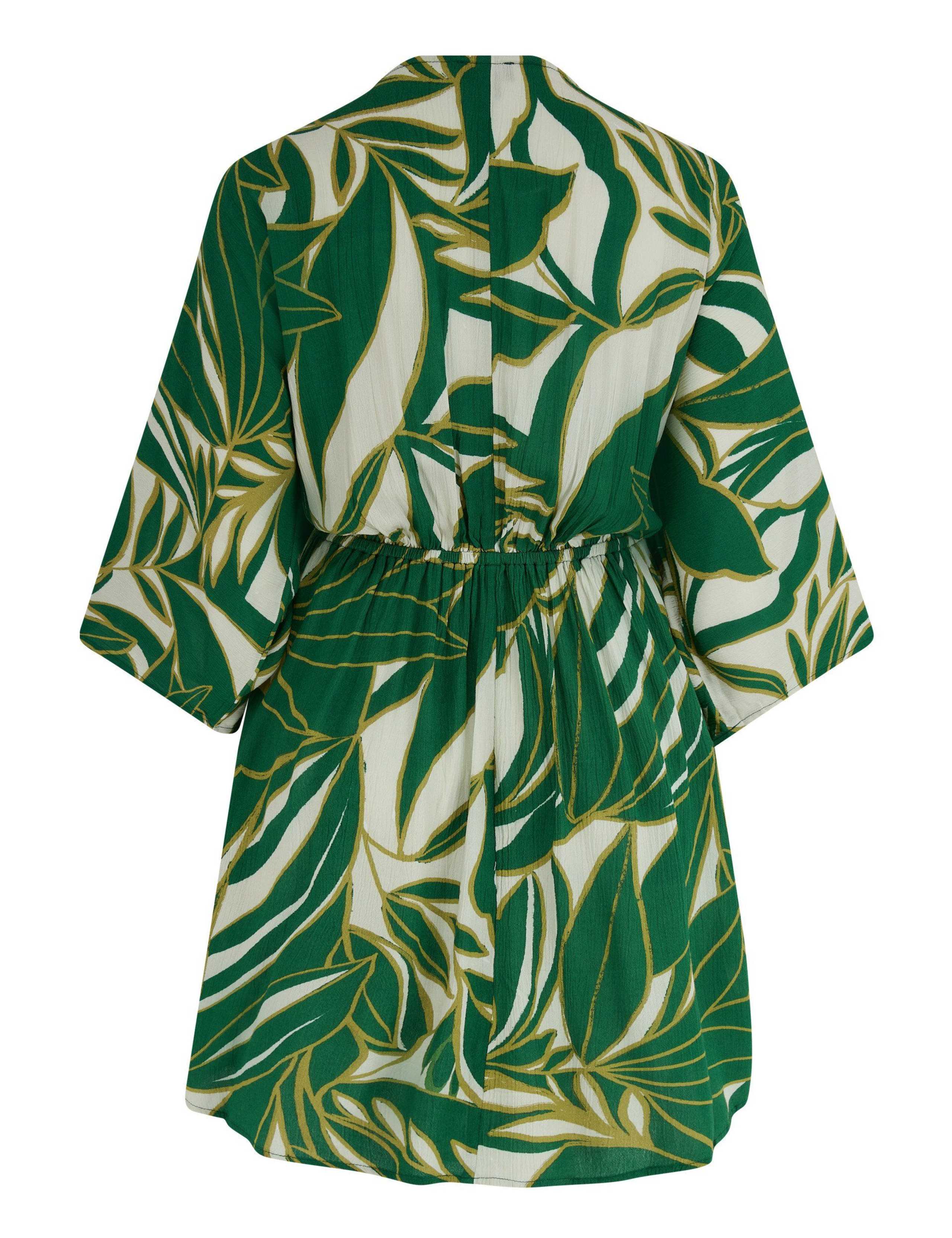 Textured Leaf Print Mini Kaftan Beach Dress 7 of 7