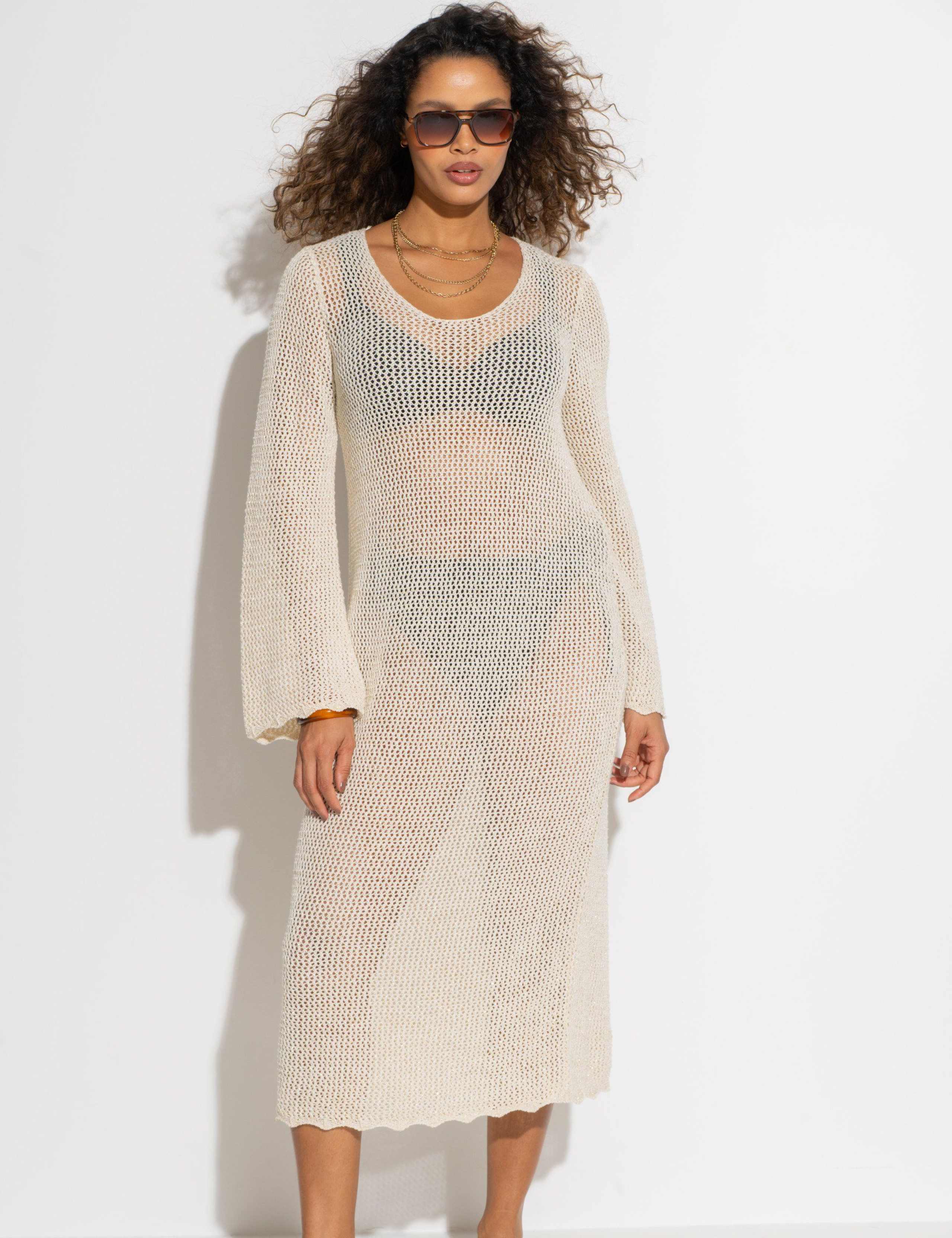 Cotton Blend Textured Maxi Beach Dress 3 of 6