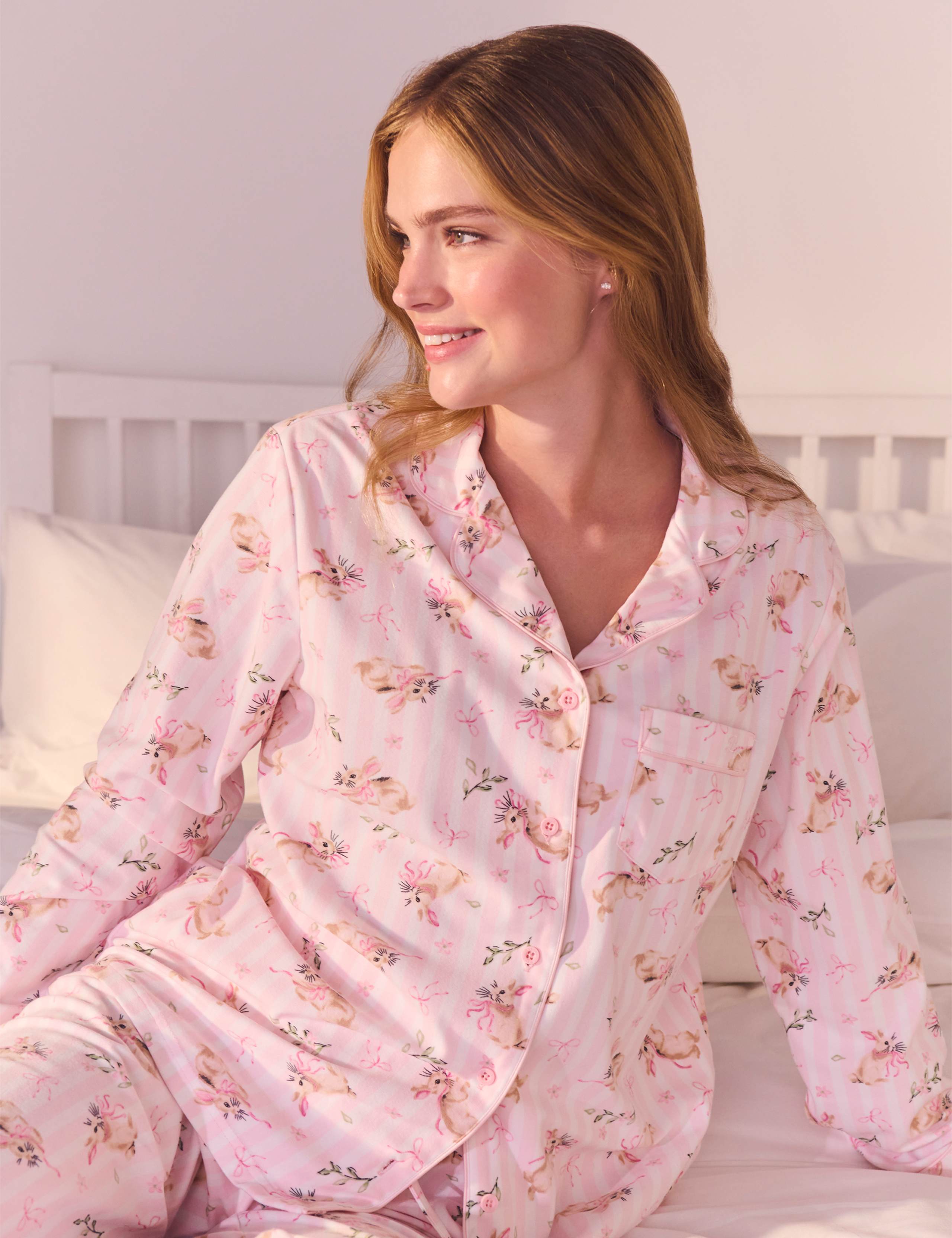 Bunny Print Christmas Family Pyjamas in a Bag 1 of 12