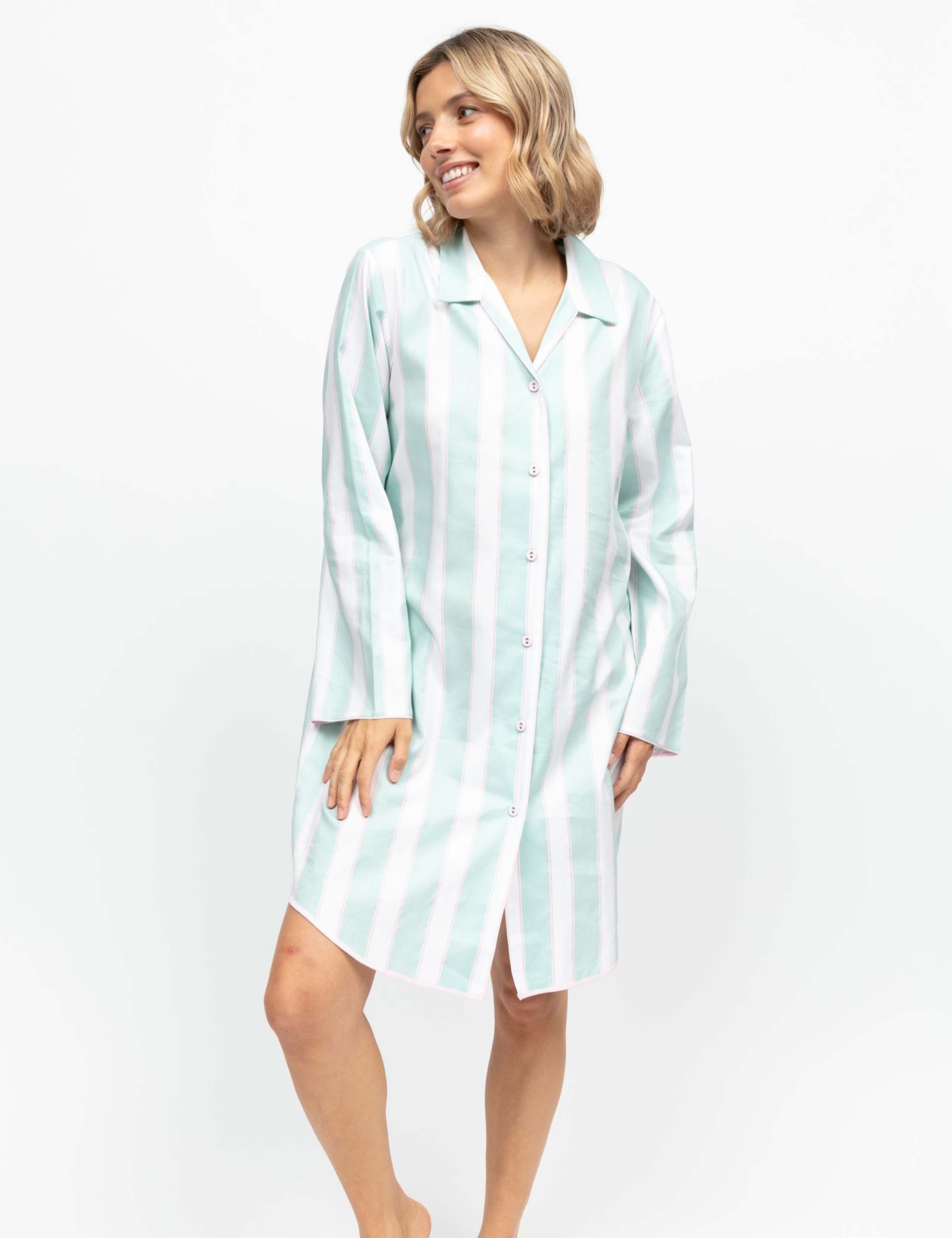 Cotton Modal Striped Long Nightshirt 3 of 4