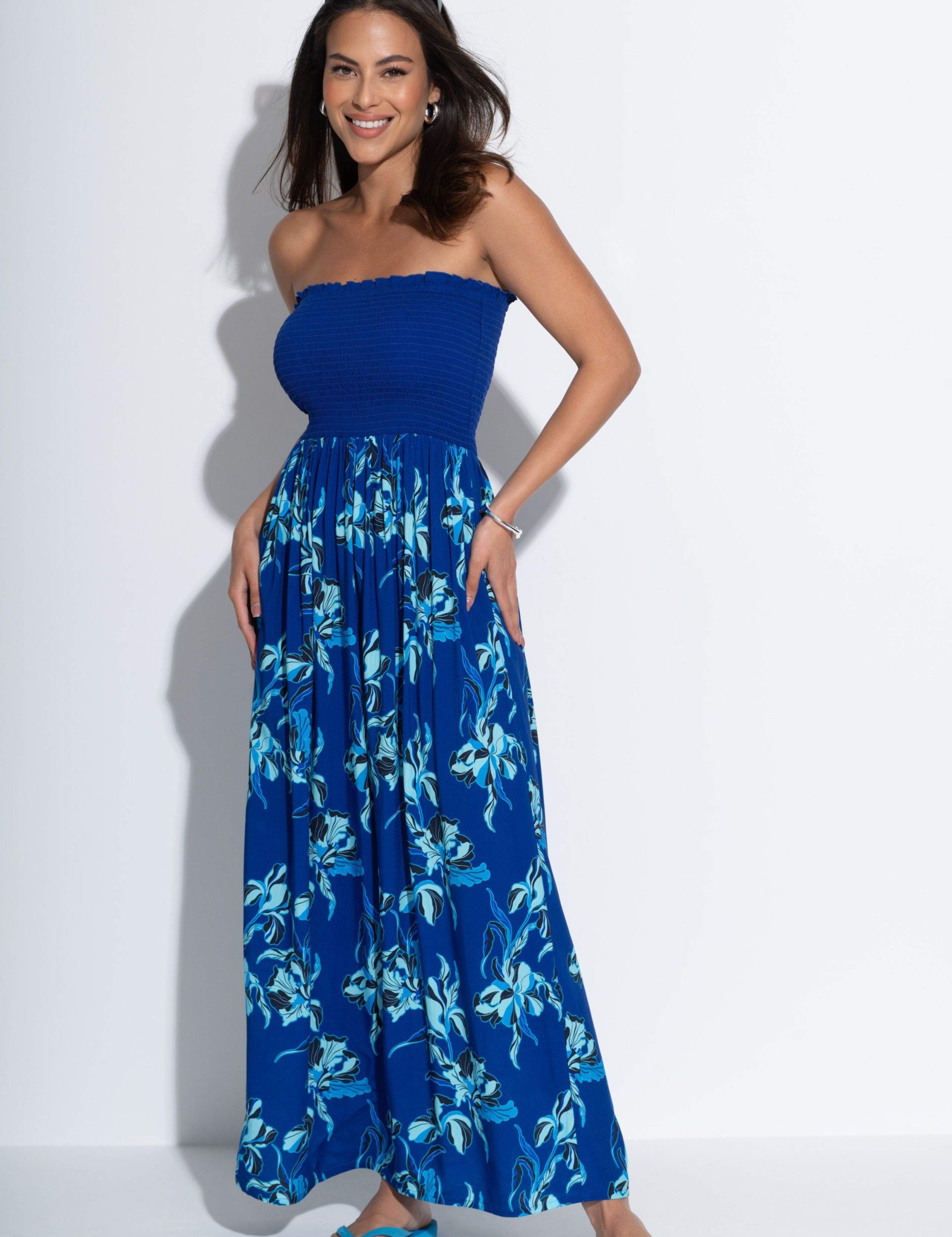 Emma Strapless Shirred Maxi Beach Dress 3 of 4