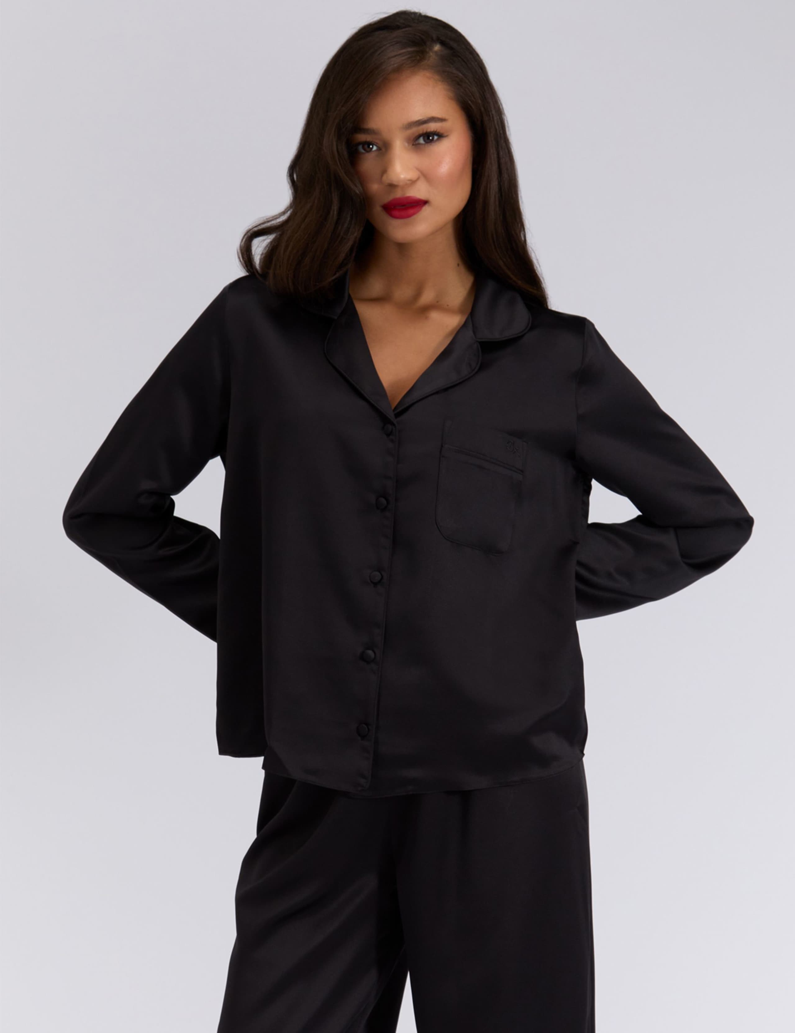 Amelia Satin Lace Trim Pyjama Set 2 of 5