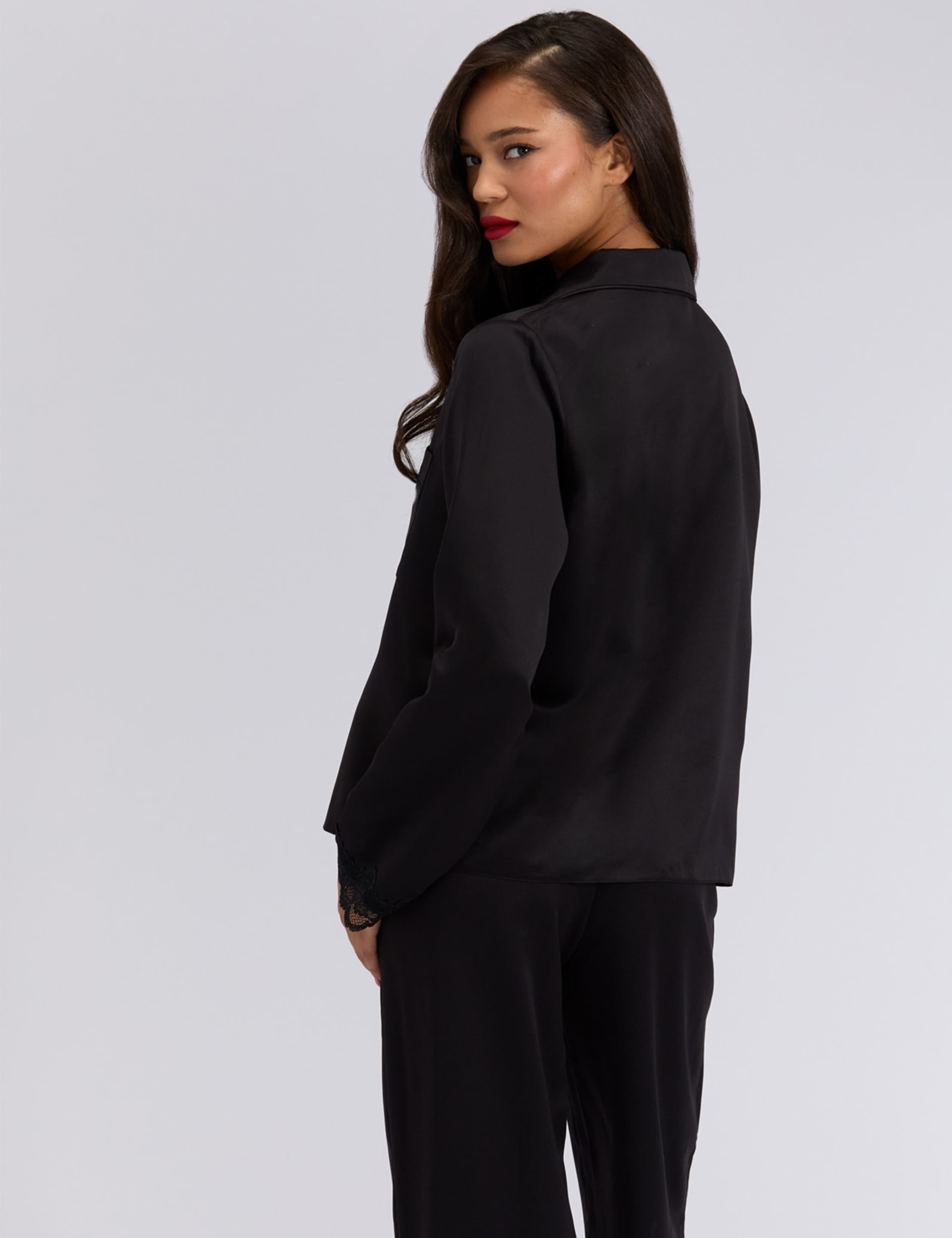 Amelia Satin Lace Trim Pyjama Set 4 of 5