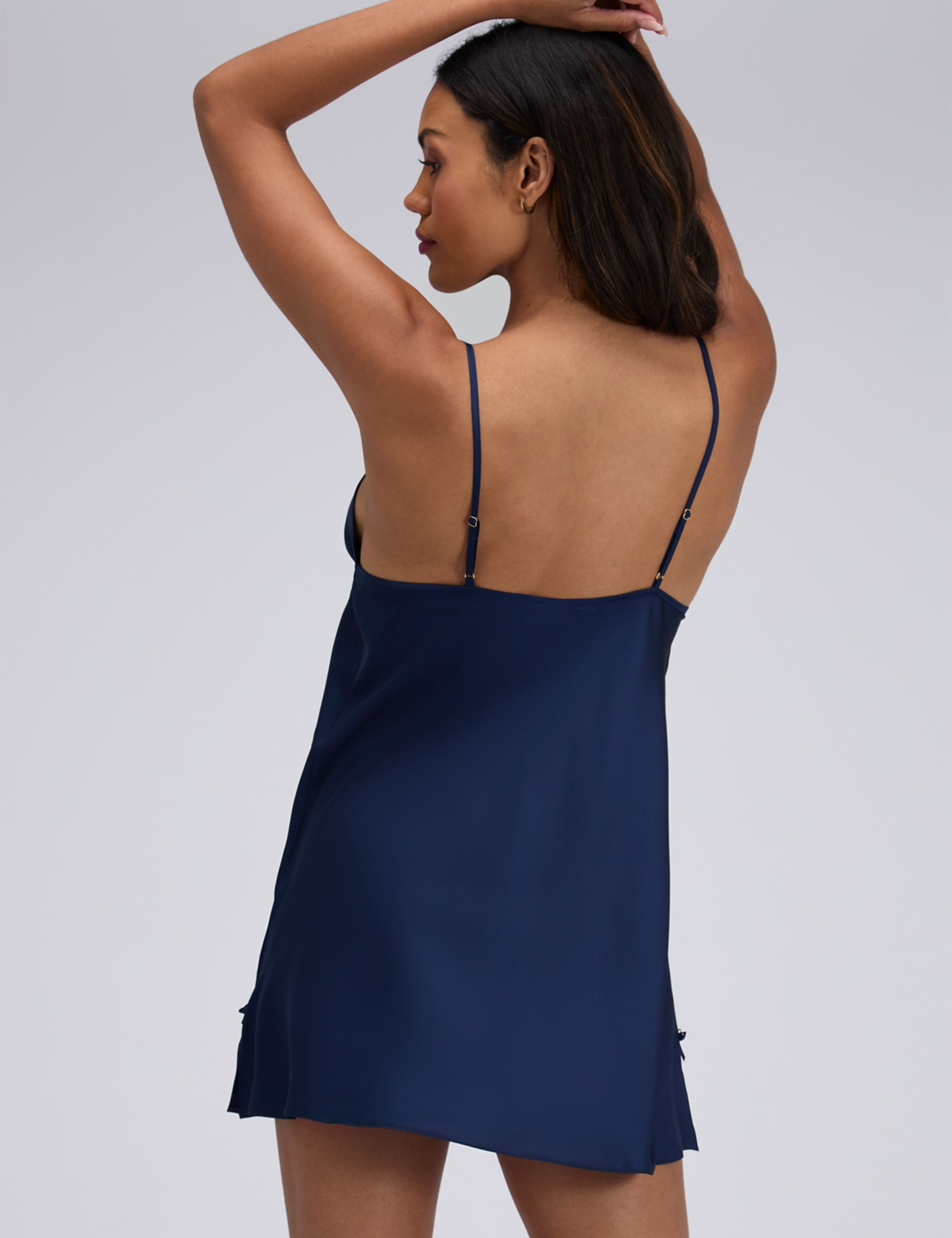 Kaya Satin Strappy Lace Trim Chemise 6 of 6