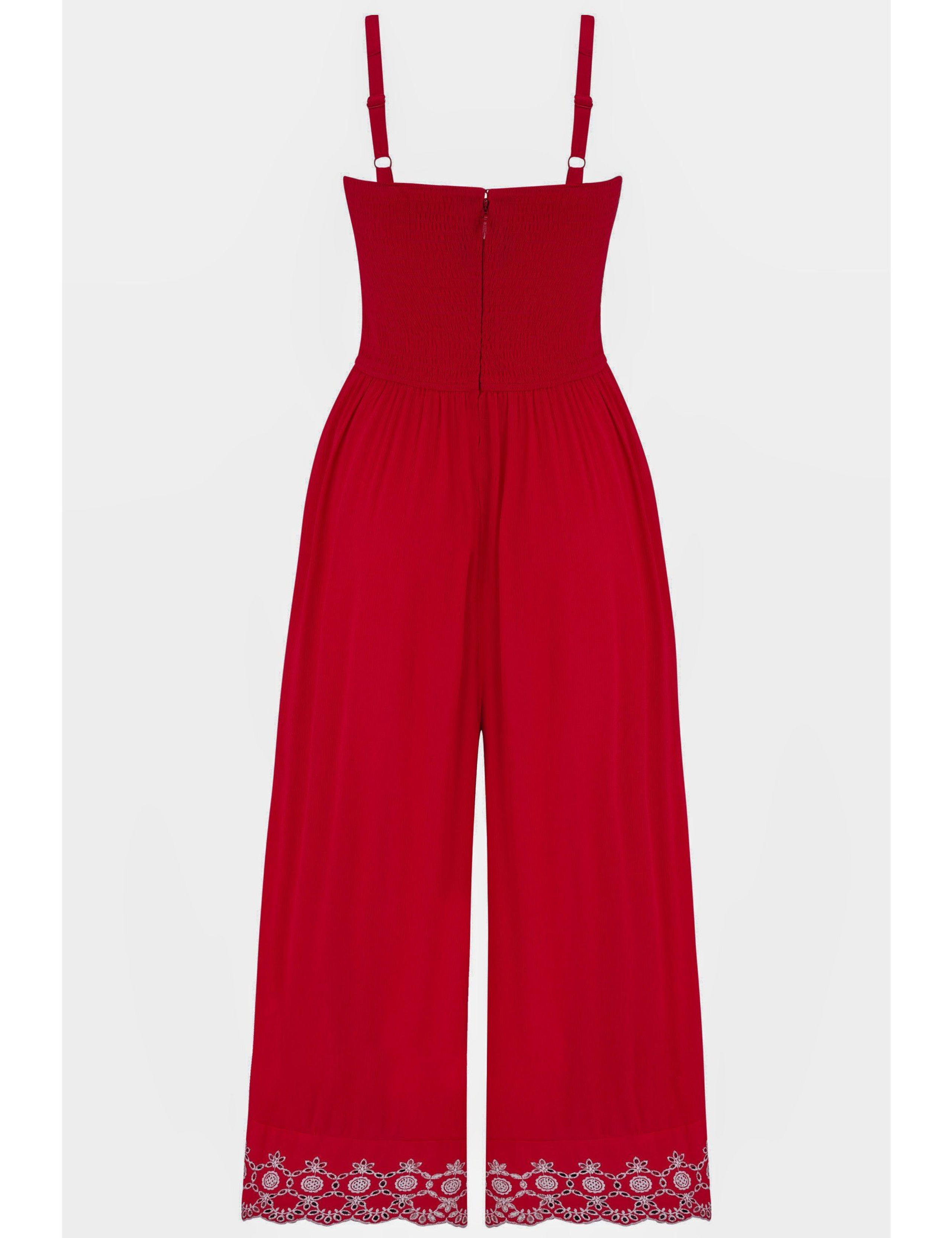 Lauren Shirred Bodice Broderie Hem Jumpsuit 5 of 5