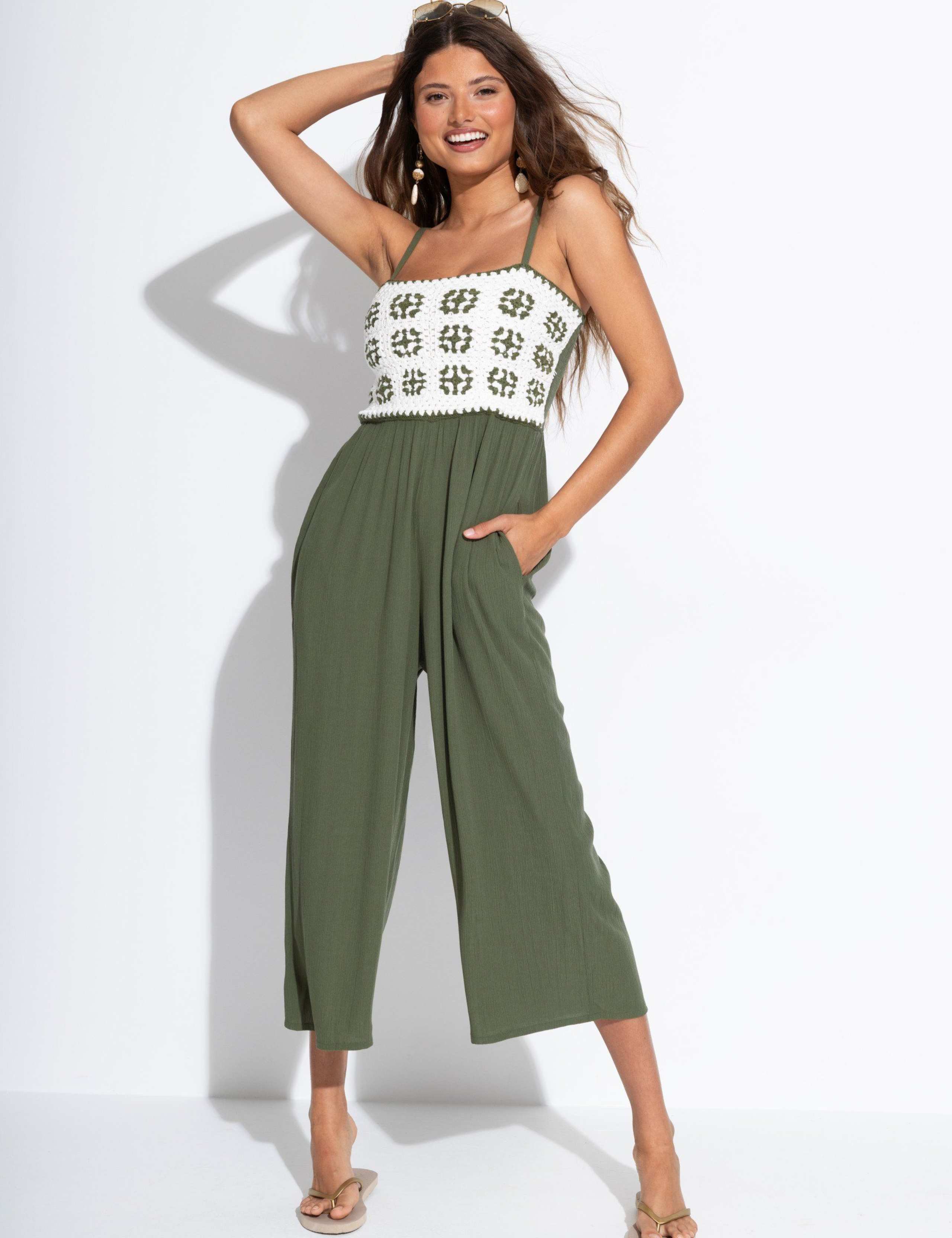 Crochet Bodice Cropped Leg Jumpsuit 3 of 7