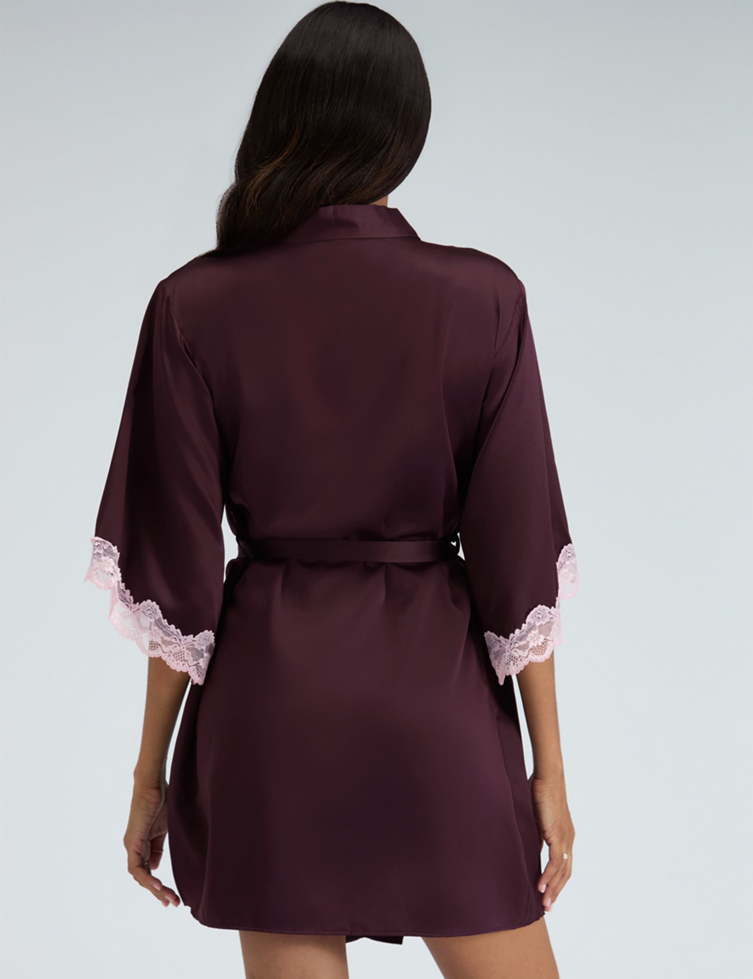 Amelia Satin Lace Trim Robe 3 of 7