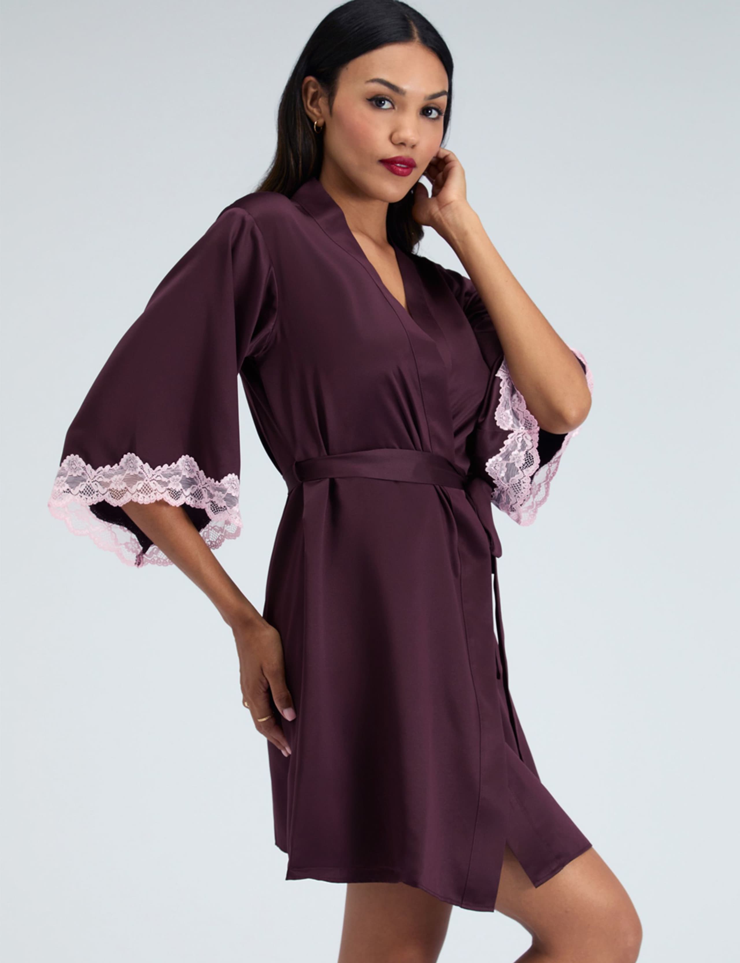 Amelia Satin Lace Trim Robe 4 of 7
