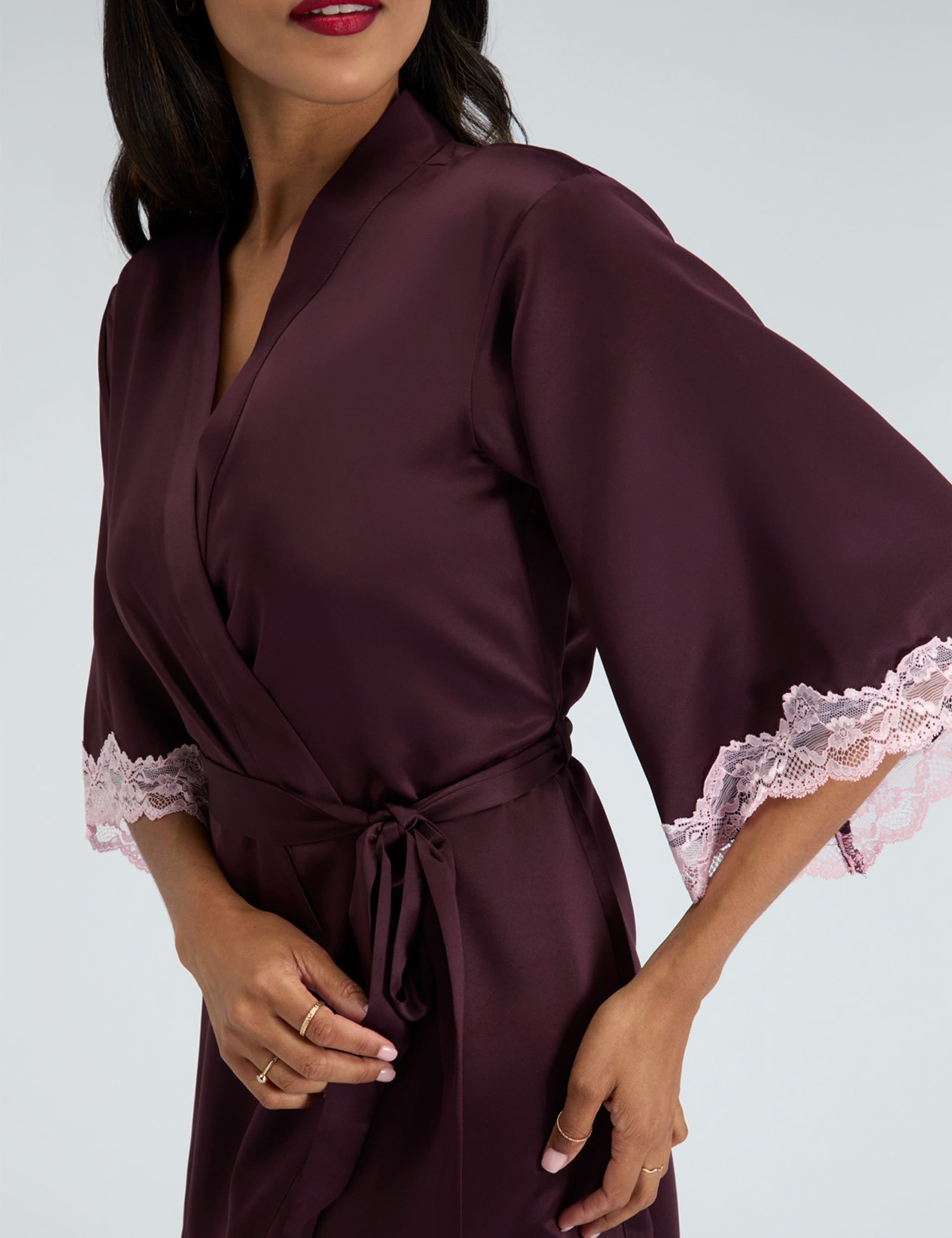 Amelia Satin Lace Trim Robe 5 of 7