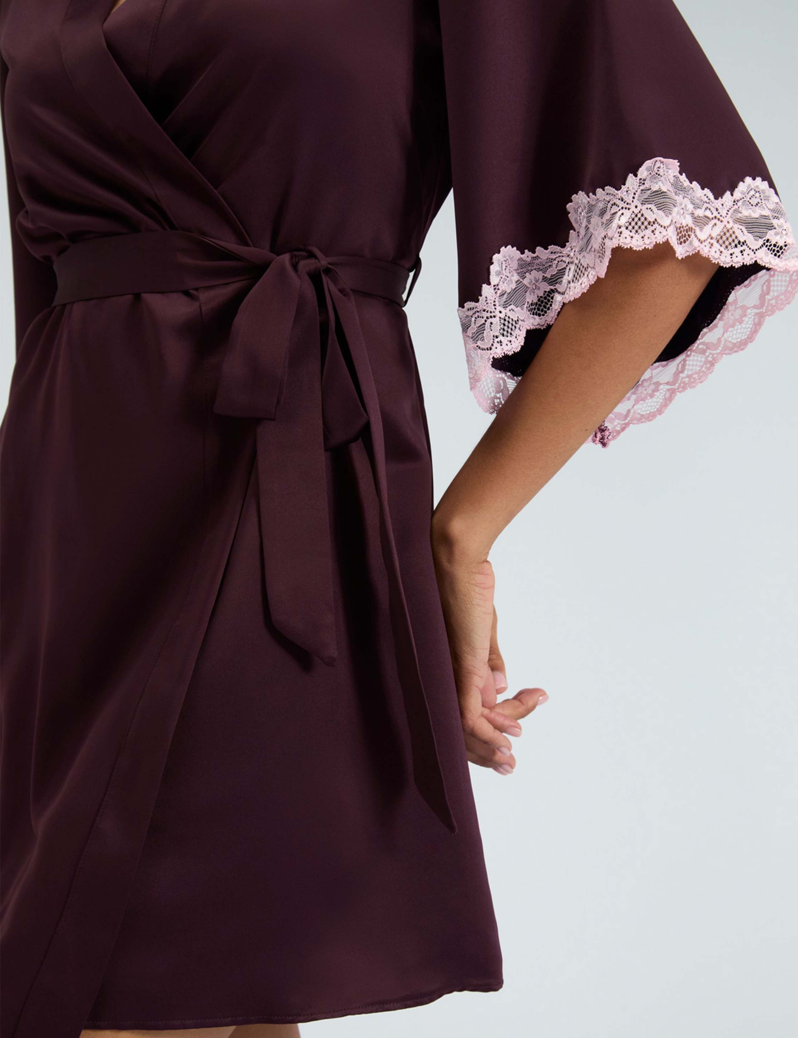Amelia Satin Lace Trim Robe 7 of 7