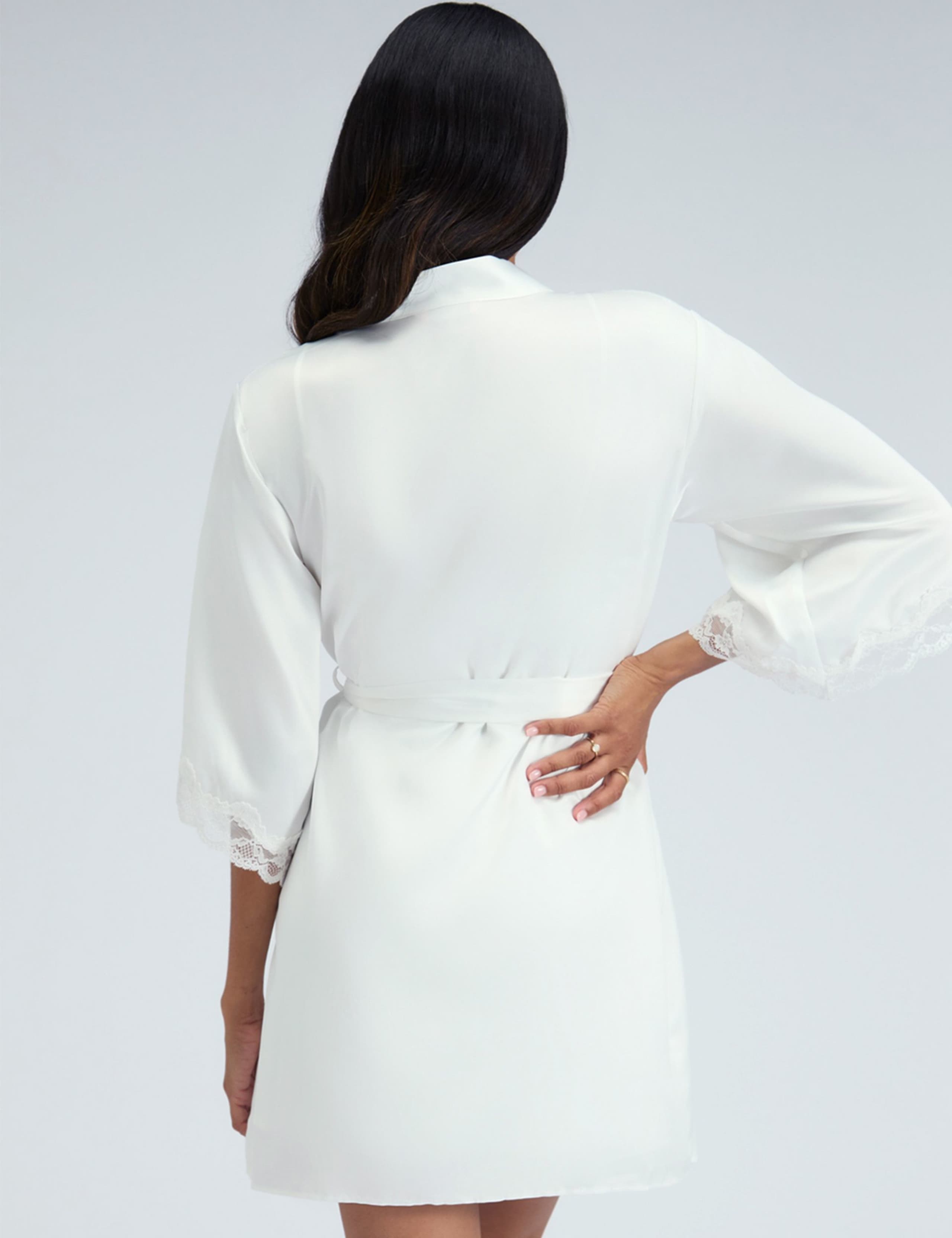 Amelia Satin Lace Trim Robe 4 of 6