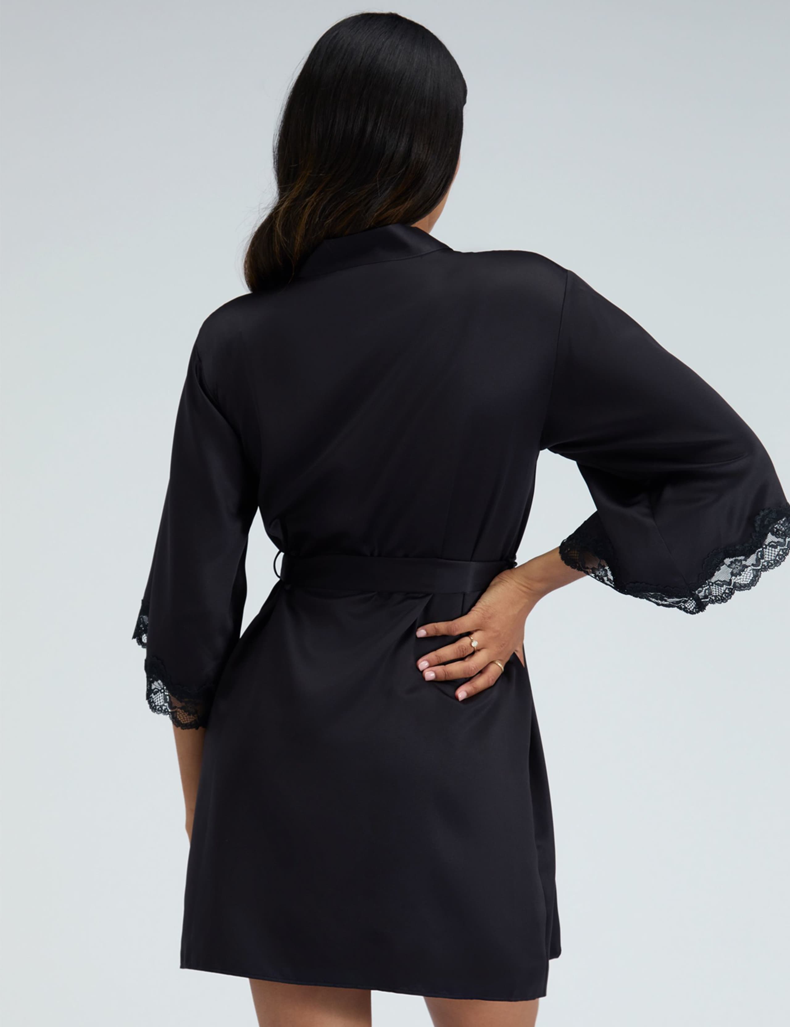 Amelia Satin Lace Trim Robe 2 of 7