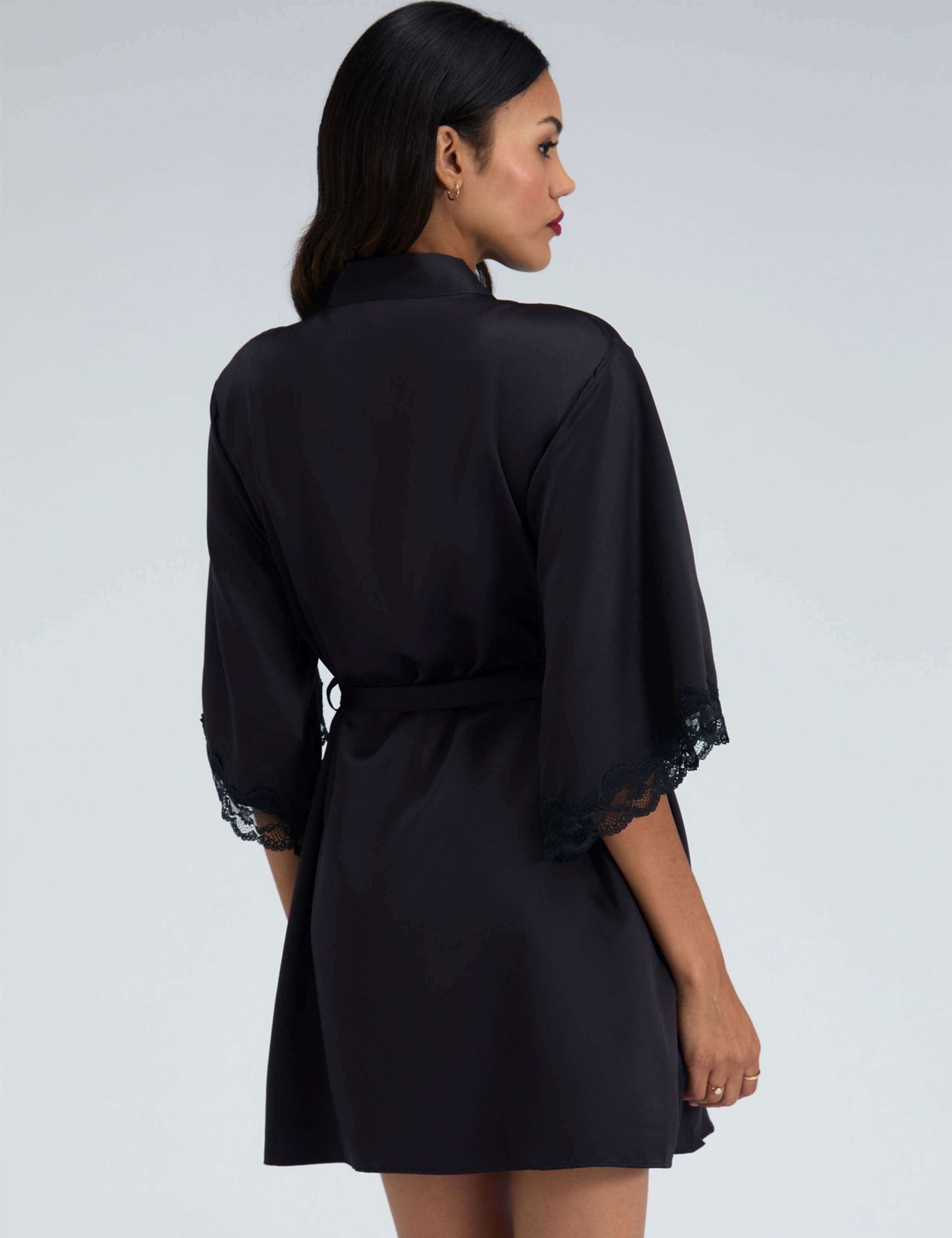 Amelia Satin Lace Trim Robe 4 of 7
