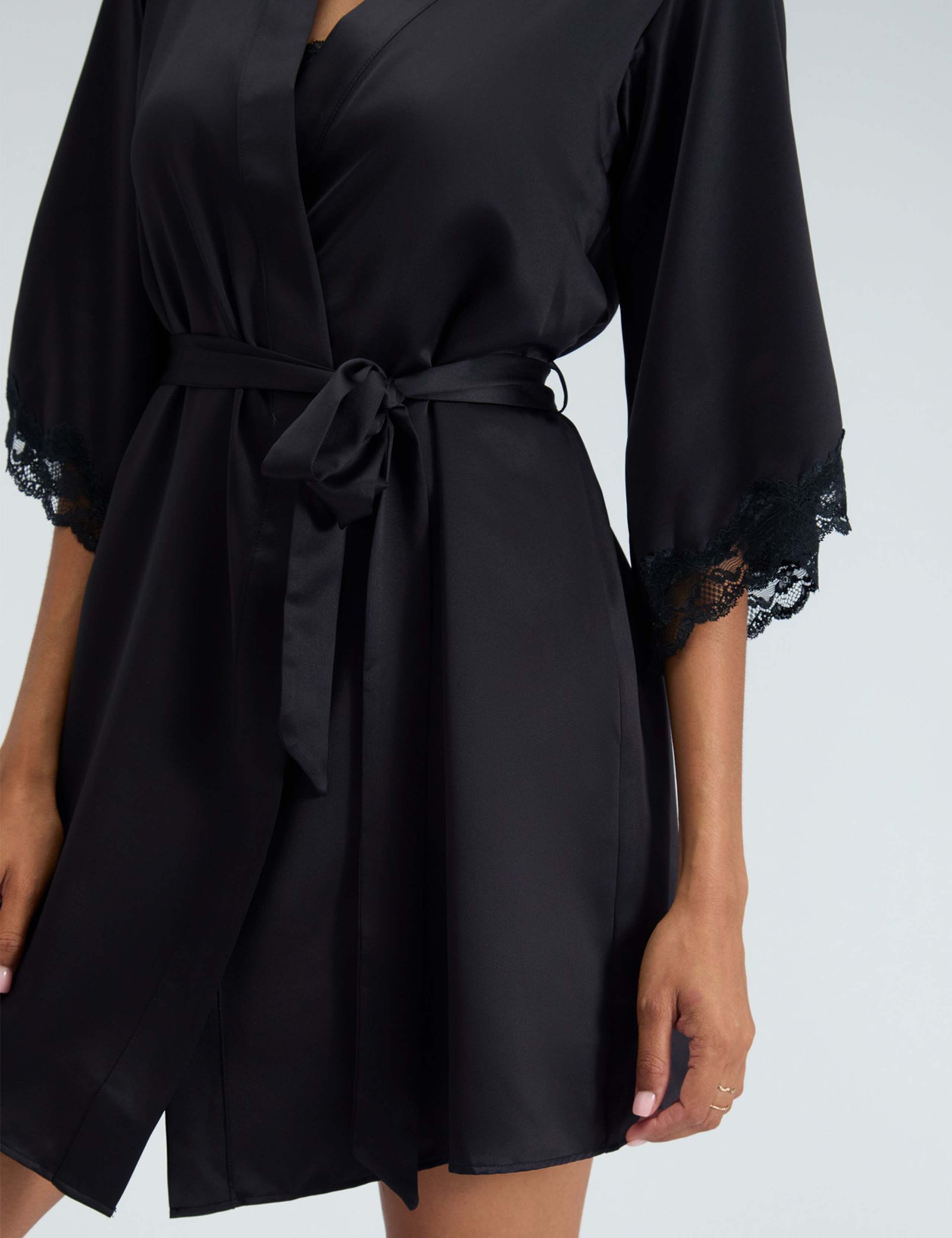 Amelia Satin Lace Trim Robe 7 of 7