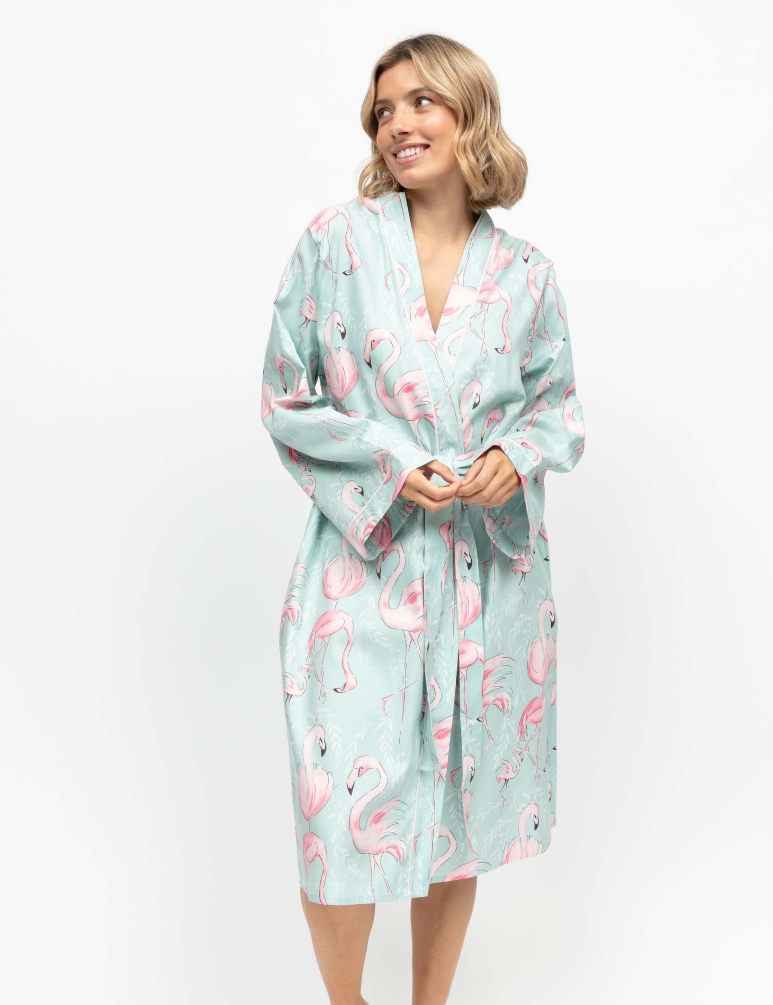 Cotton Modal Flamingo Short Dressing Gown 3 of 4