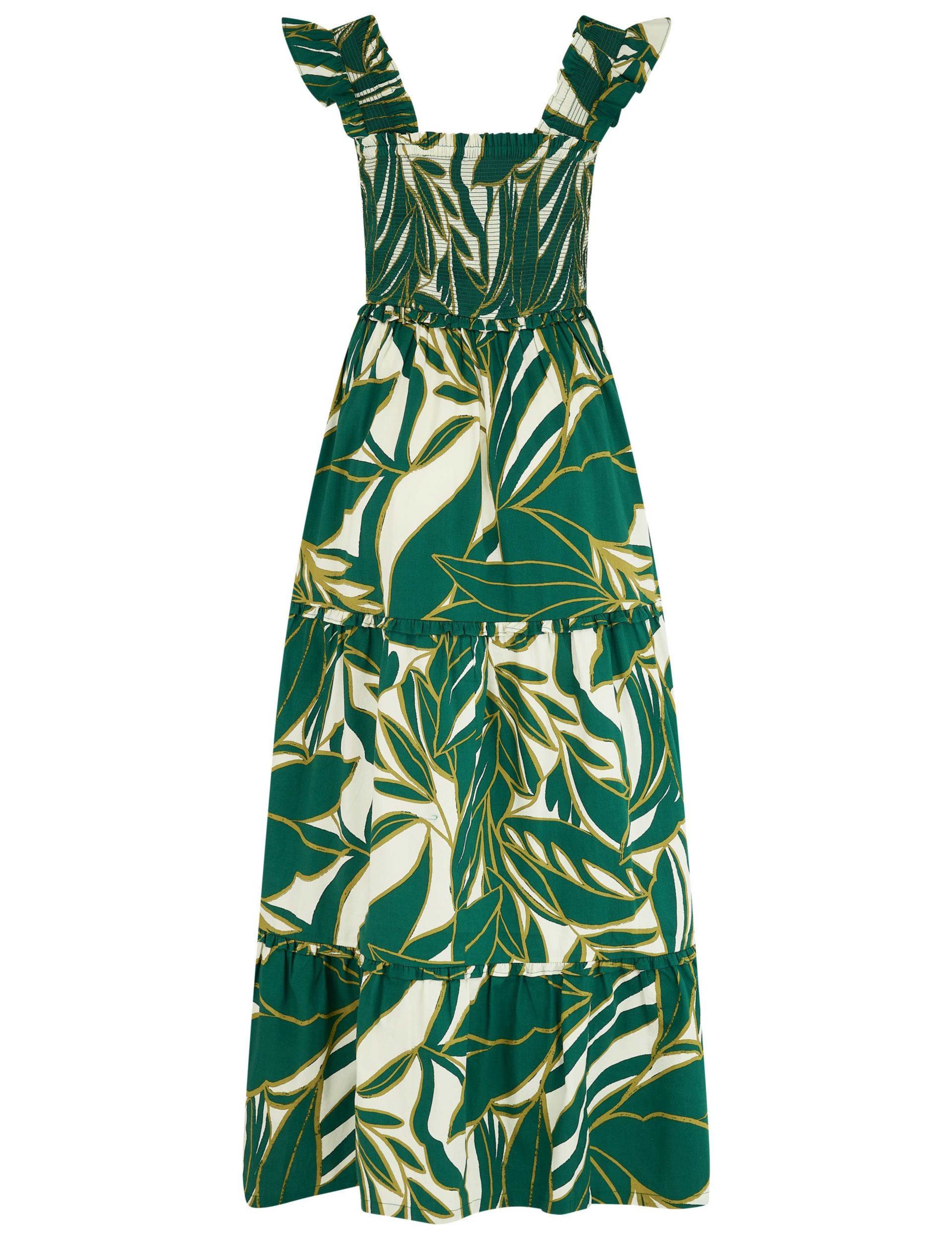 Cotton Rich Leaf Print Maxi Tiered Dress 7 of 7