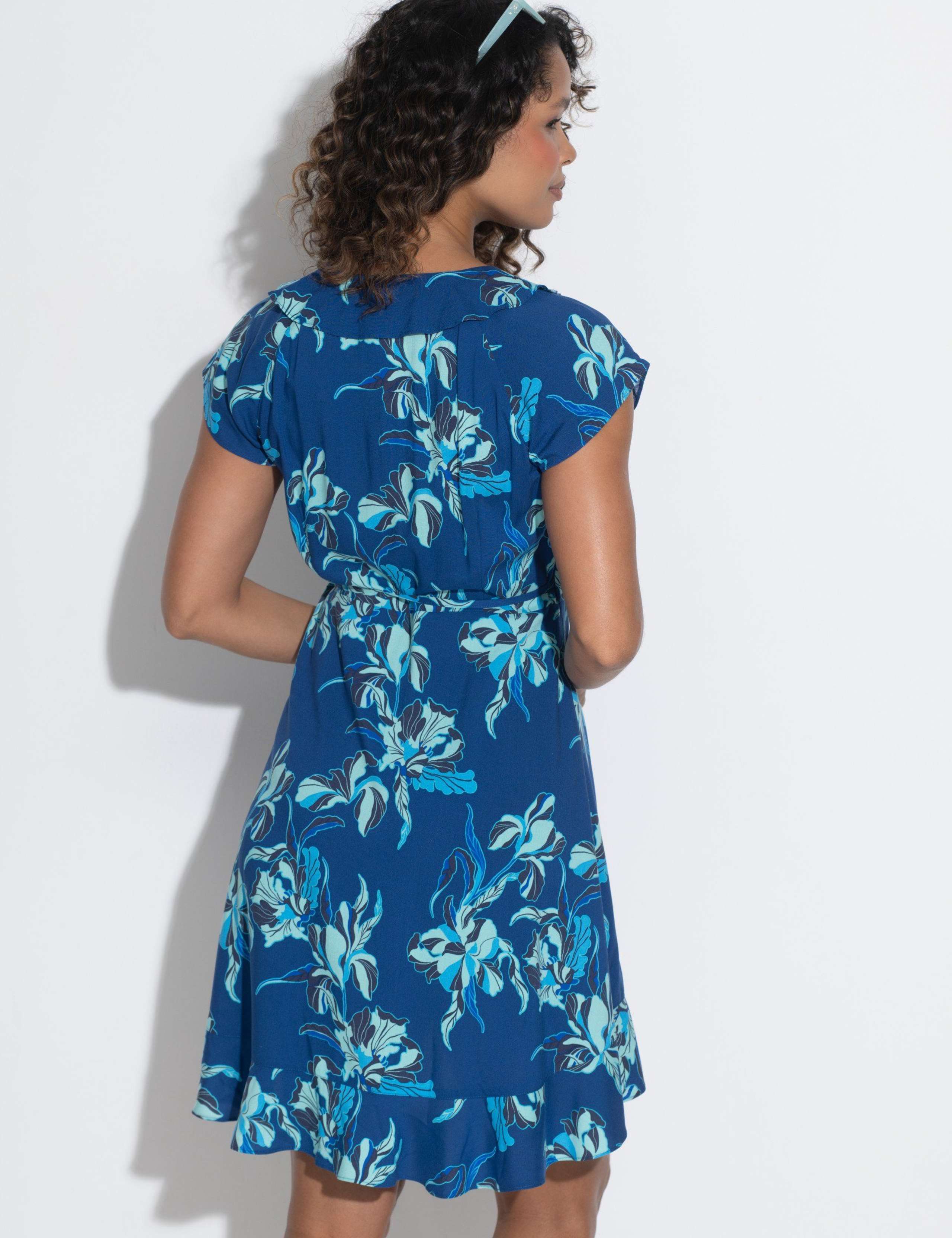 Floral V-Neck Wrap Detail Mini Beach Dress 5 of 6