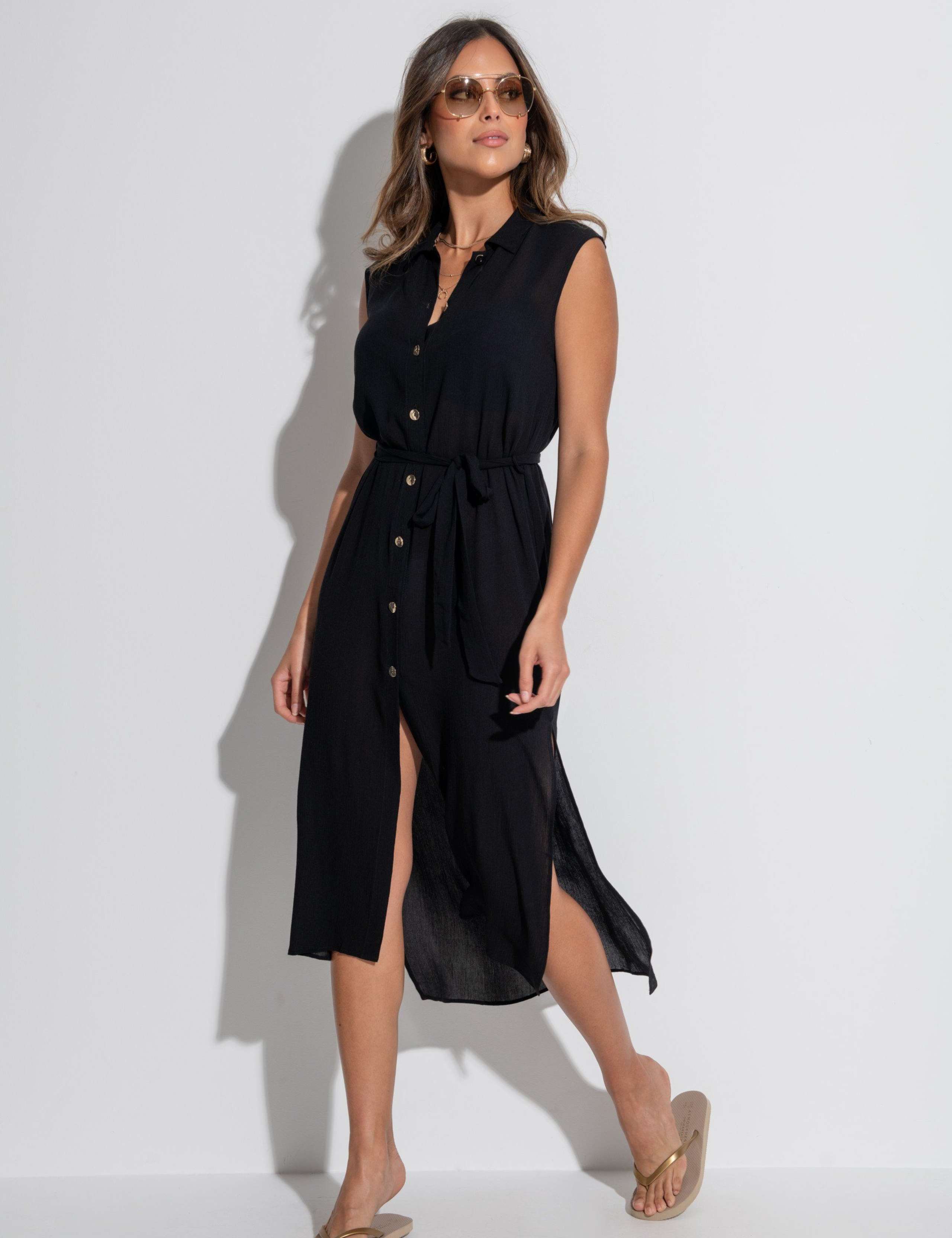 Sleeveless Crinkle Maxi Beach Shirt 4 of 6