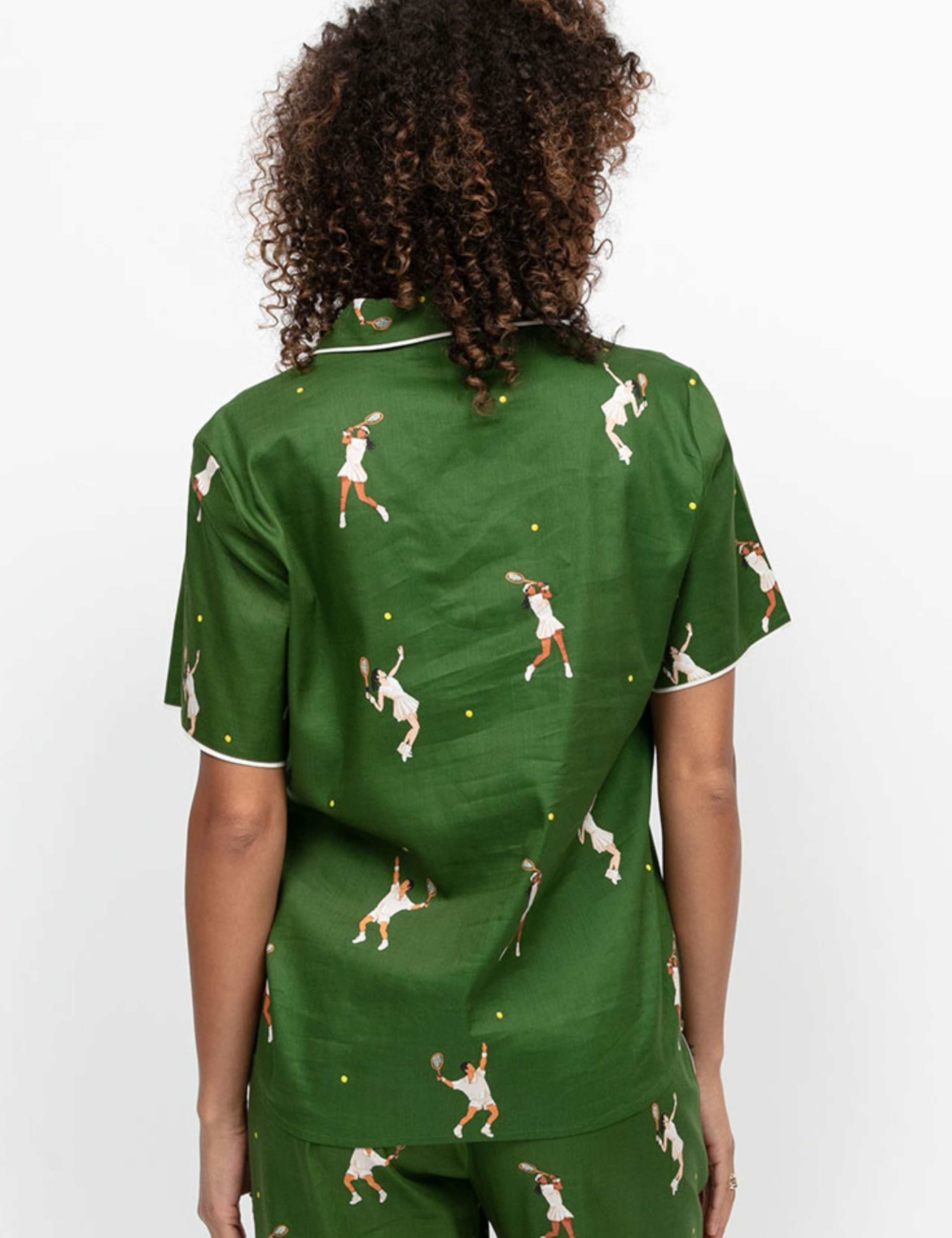 Cotton Modal Tennis Print Pyjama Top 3 of 4