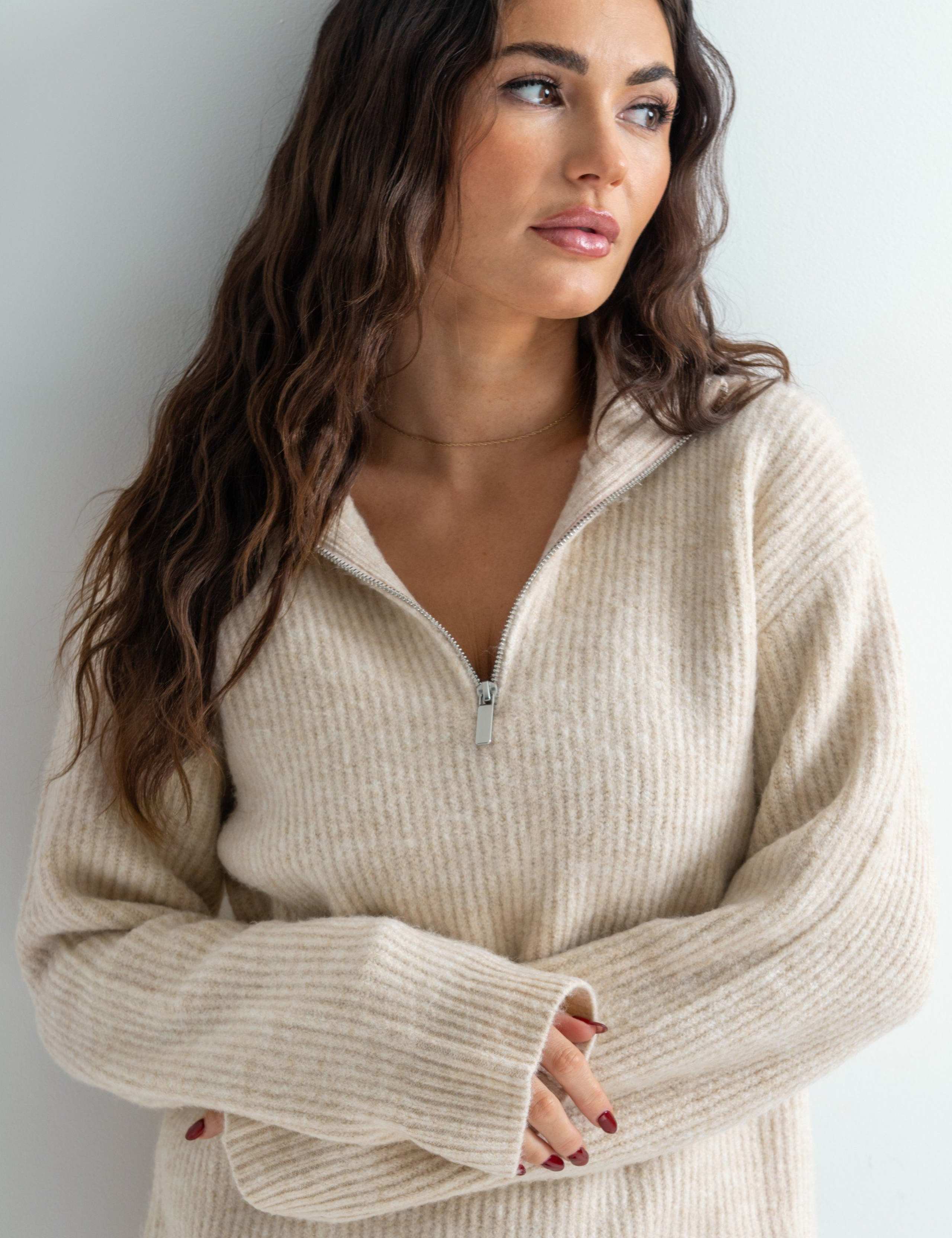 Cosy Ribbed Half-Zip Mini Knitted Dress 5 of 7