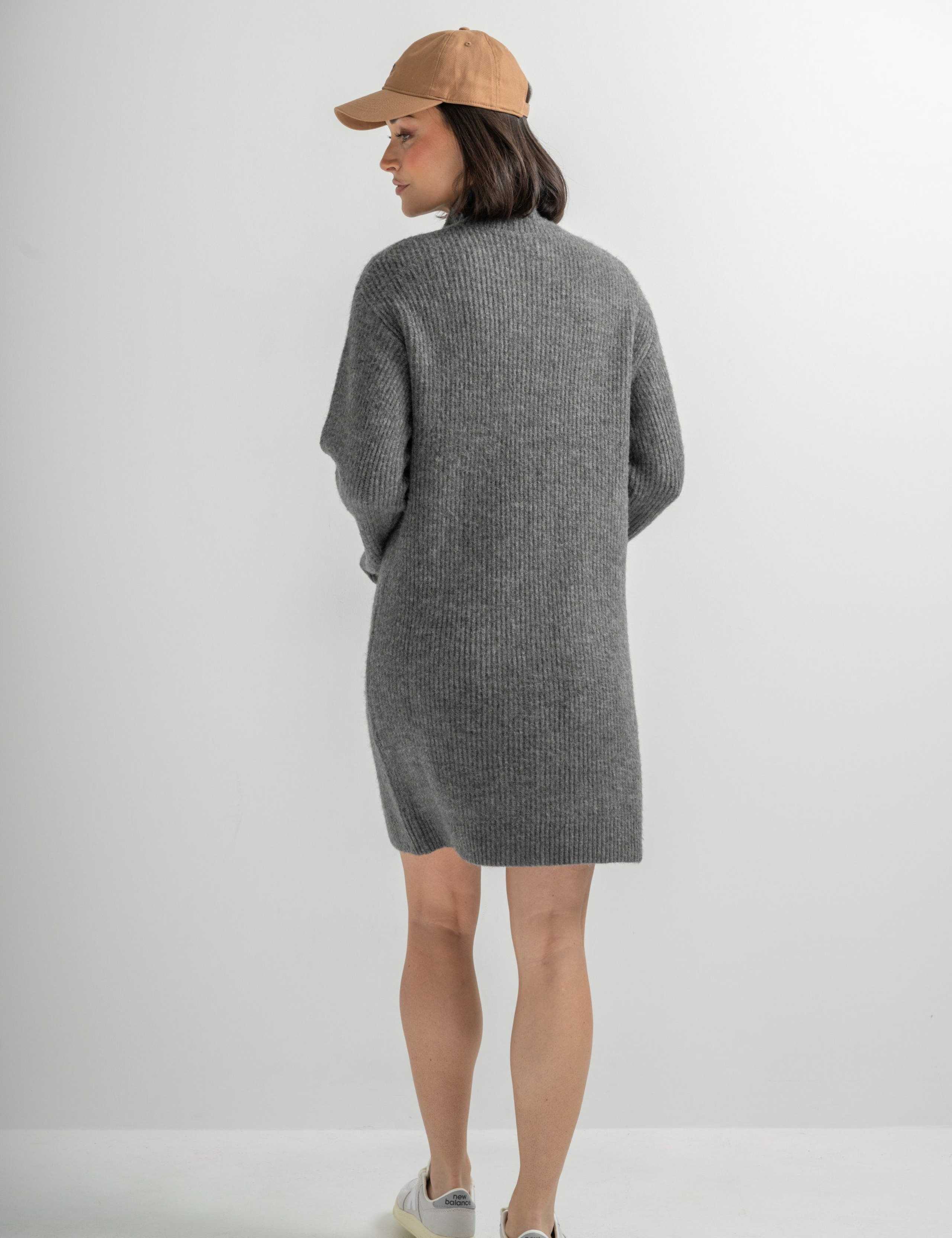 Cosy Ribbed Half-Zip Mini Knitted Dress 6 of 7