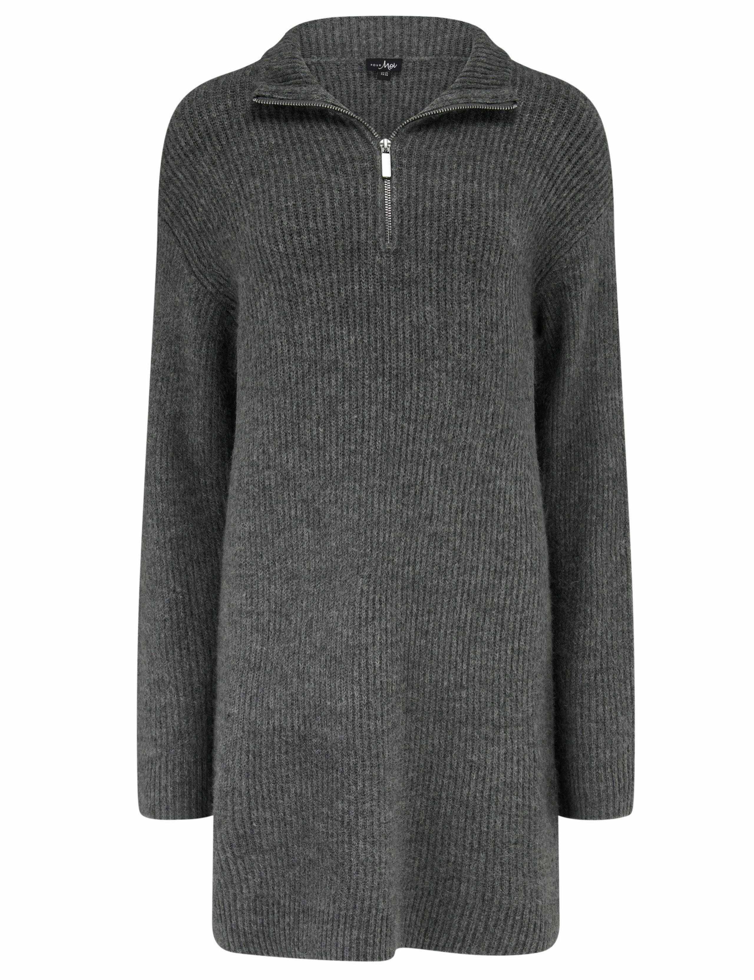 Cosy Ribbed Half-Zip Mini Knitted Dress 2 of 7