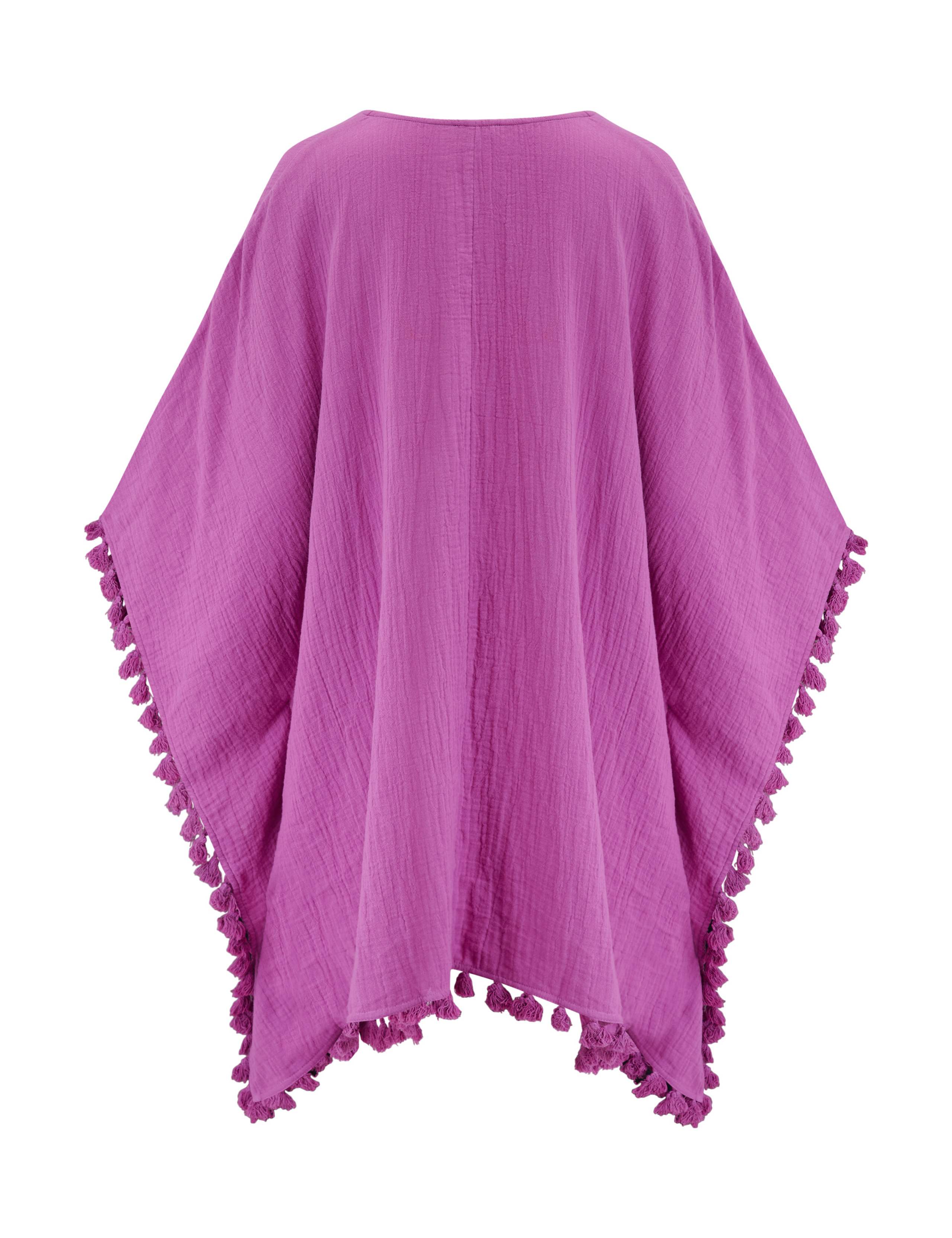 Pure Cotton V-Neck Tassel Fringe Kaftan 5 of 6