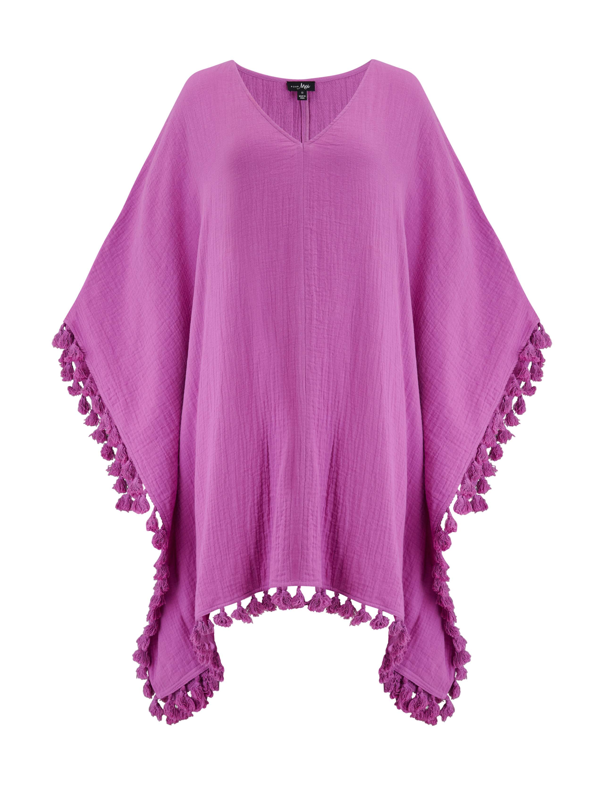 Pure Cotton V-Neck Tassel Fringe Kaftan 2 of 6