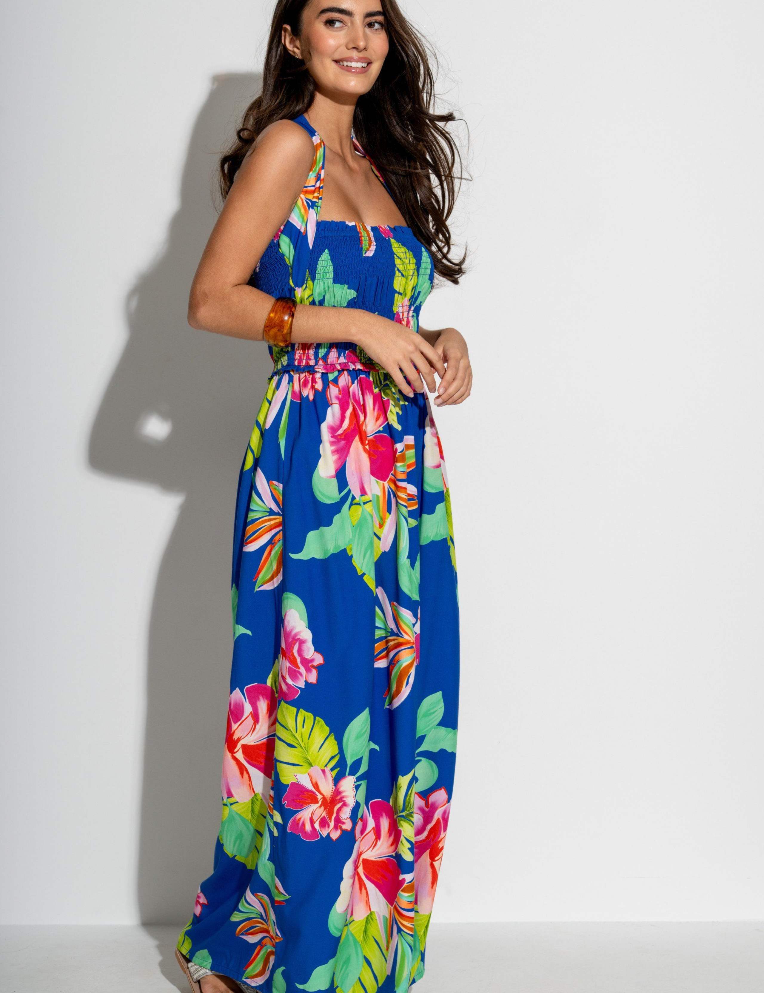 Zoey Floral Maxi Shirred Beach Dress 3 of 6